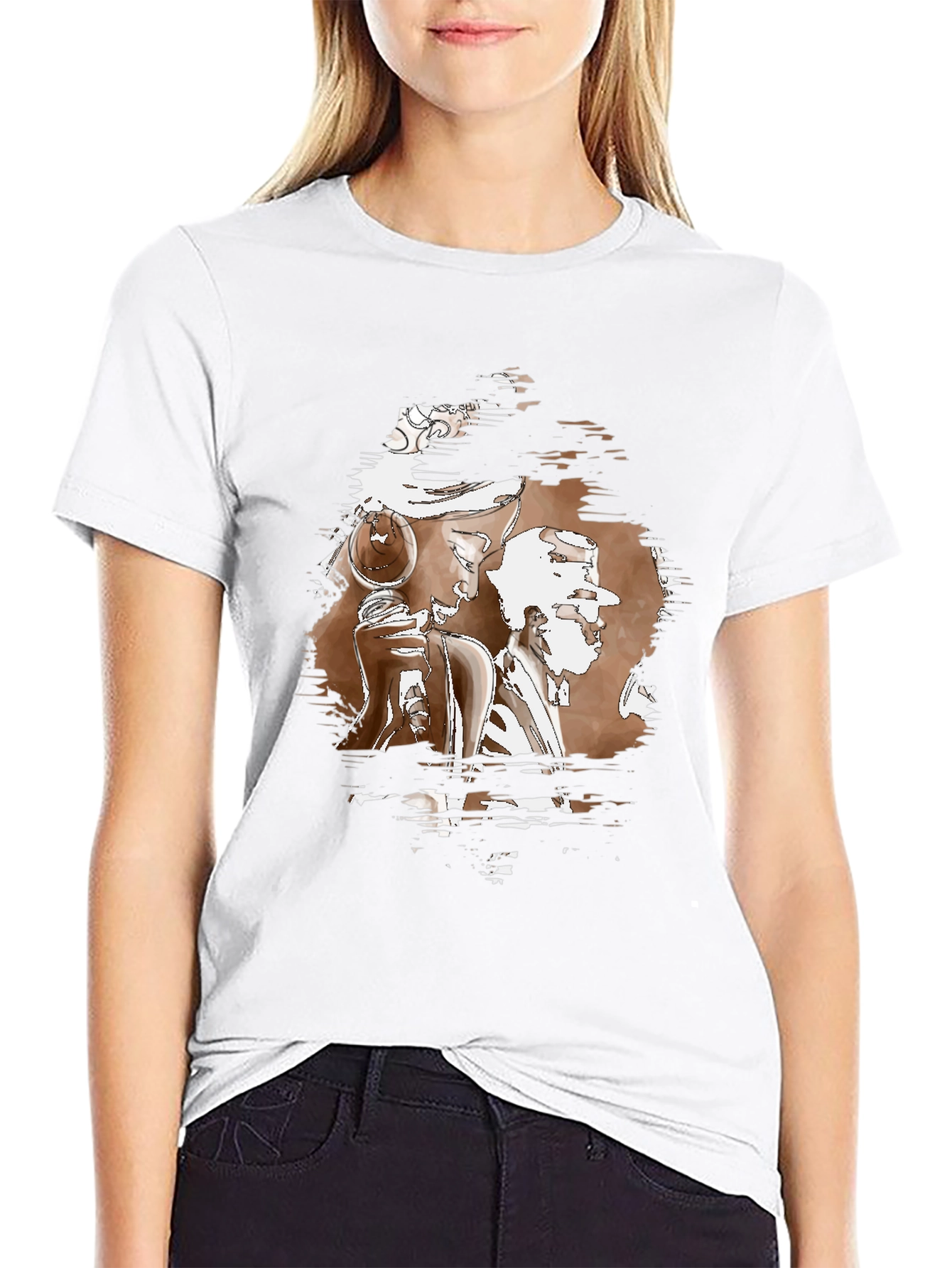 Abstract Graphic Print Black Crew Neck T-Shirt