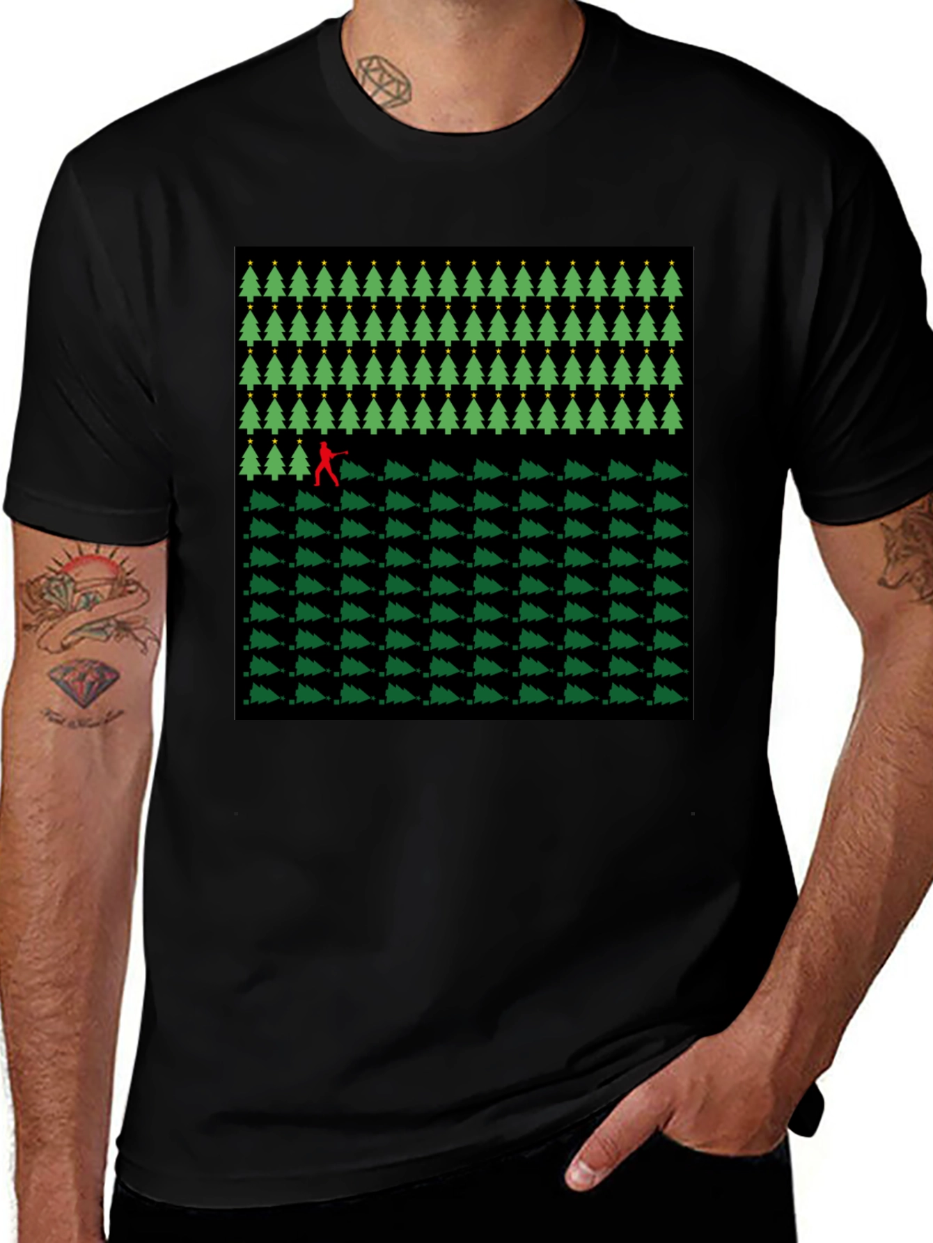 Christmas Tree Forest Retro Gaming T-Shirt