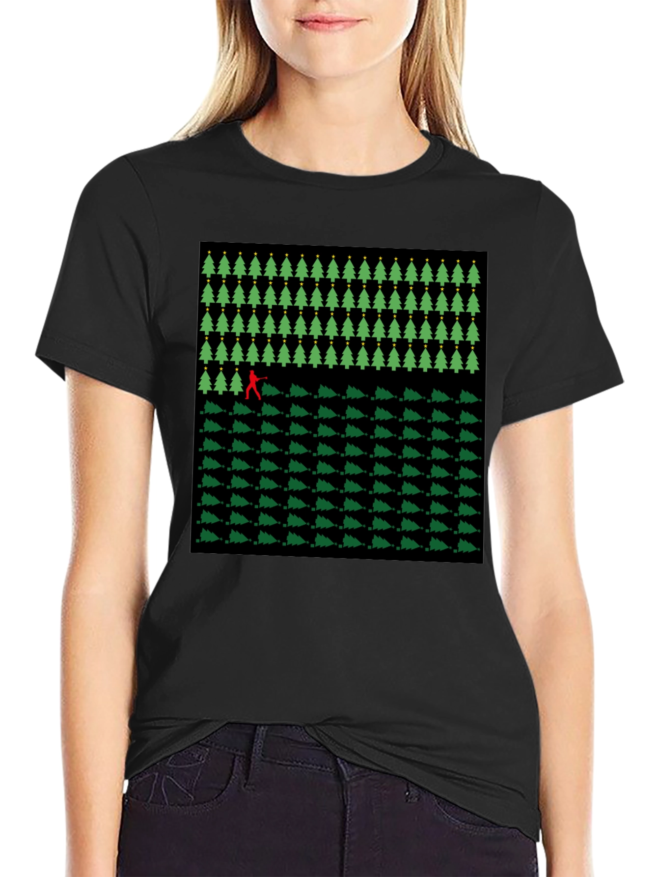 Christmas Tree Forest Retro Gaming T-Shirt
