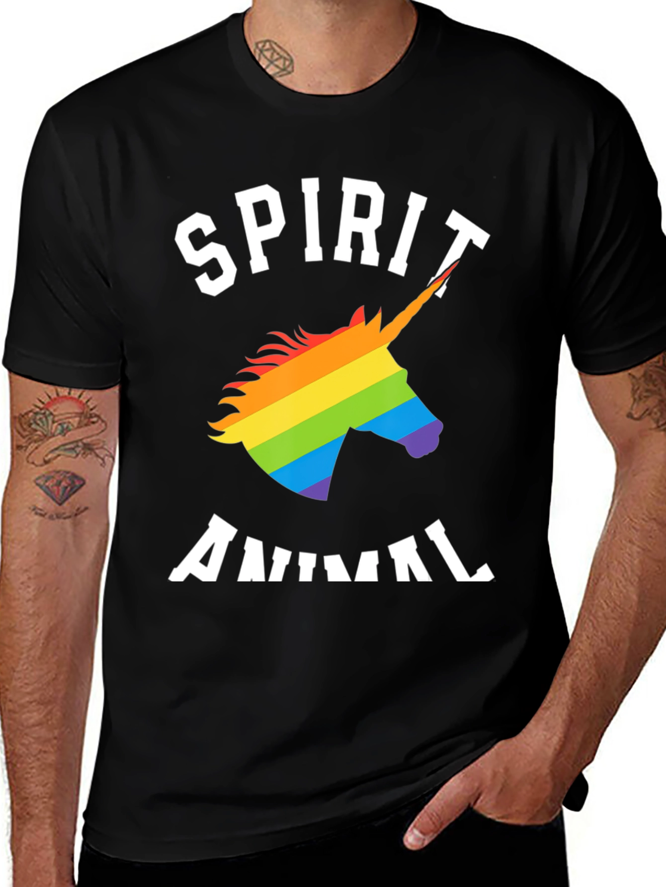 Spirit Animal Rainbow Unicorn Graphic Tee