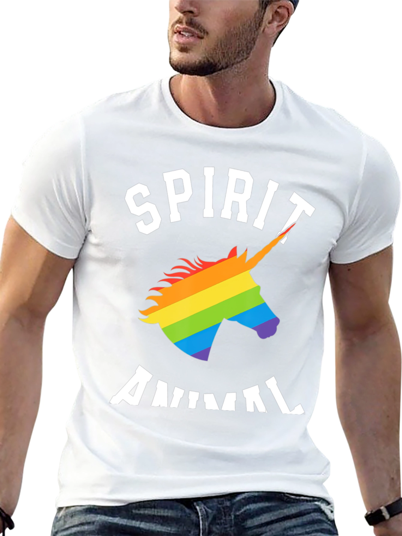 Spirit Animal Rainbow Unicorn Graphic Tee