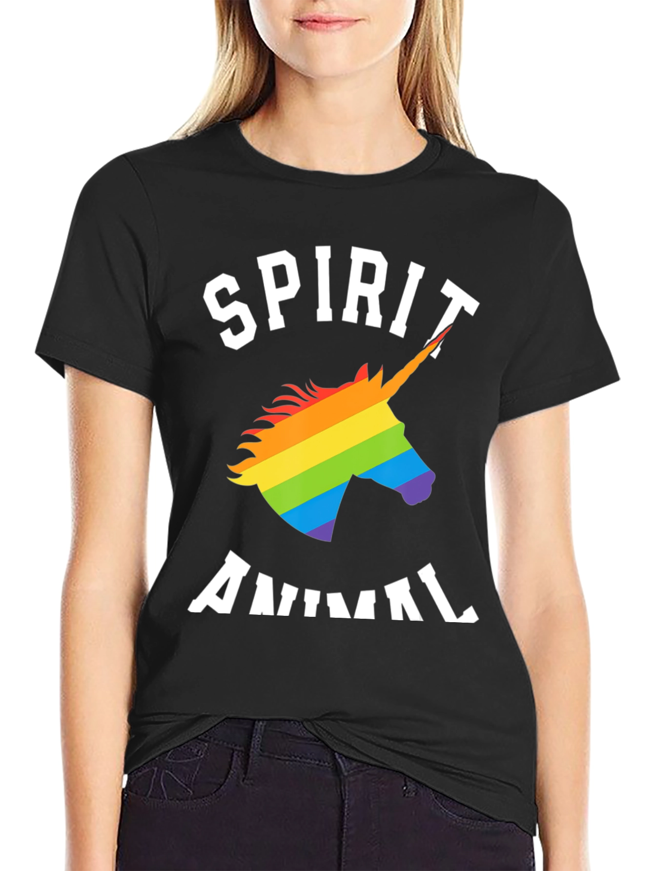 Spirit Animal Rainbow Unicorn Graphic Tee