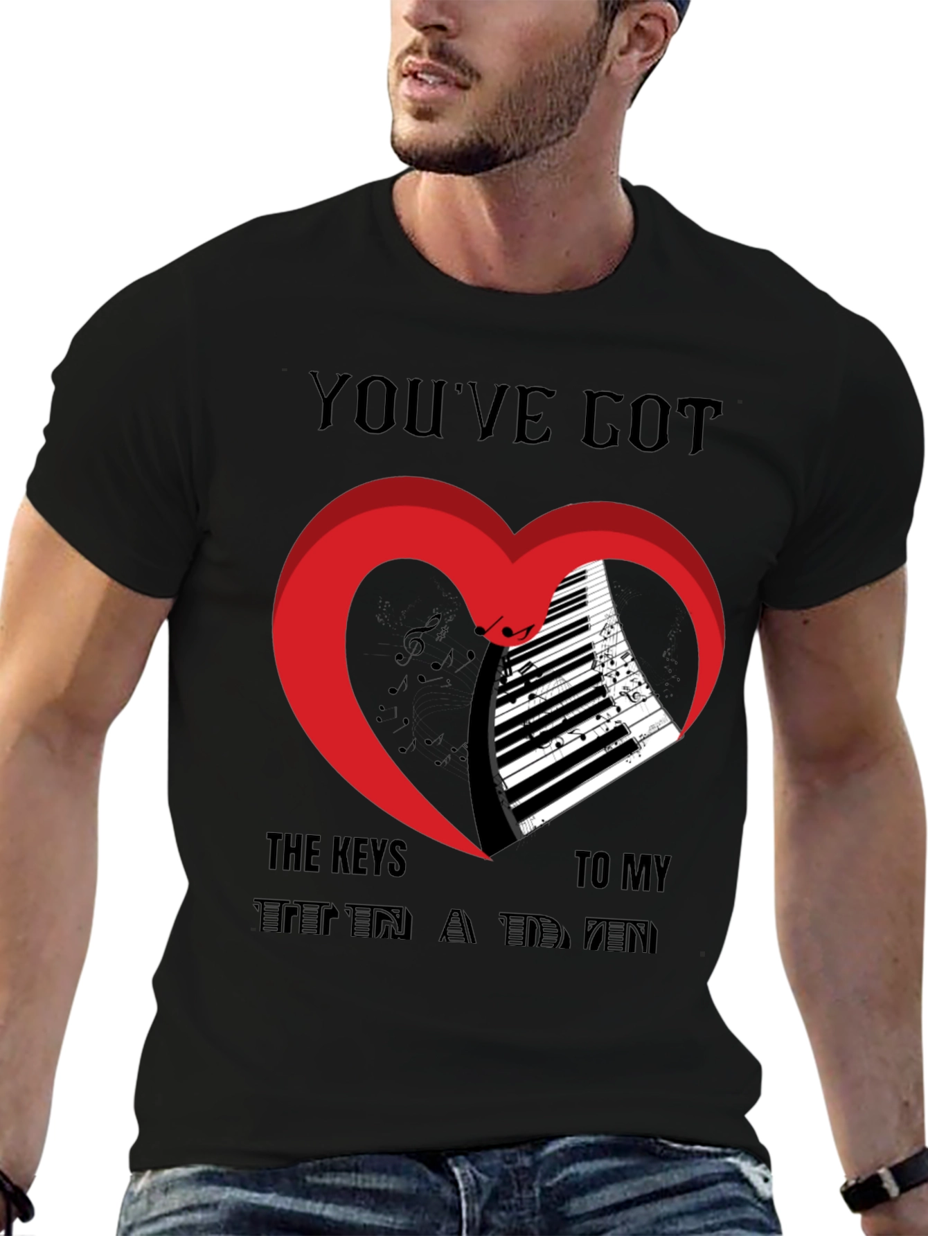Piano Heart T-Shirt - Music Lover Tee