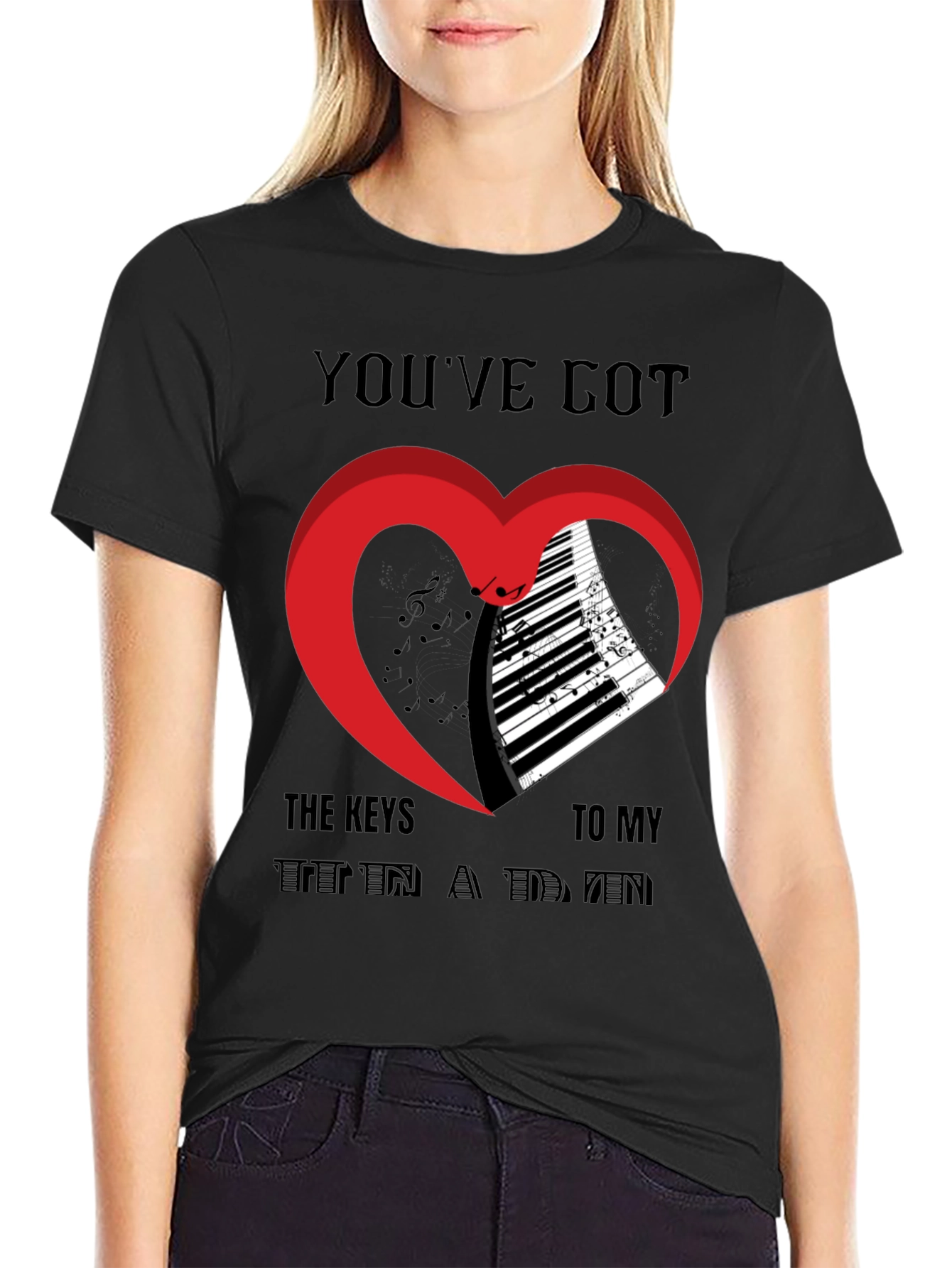 Piano Heart T-Shirt - Music Lover Tee