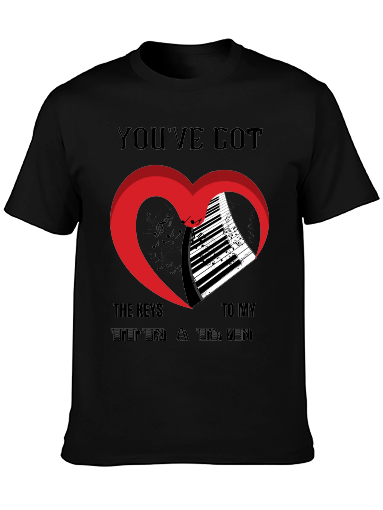 Piano Heart T-Shirt - Music Lover Tee