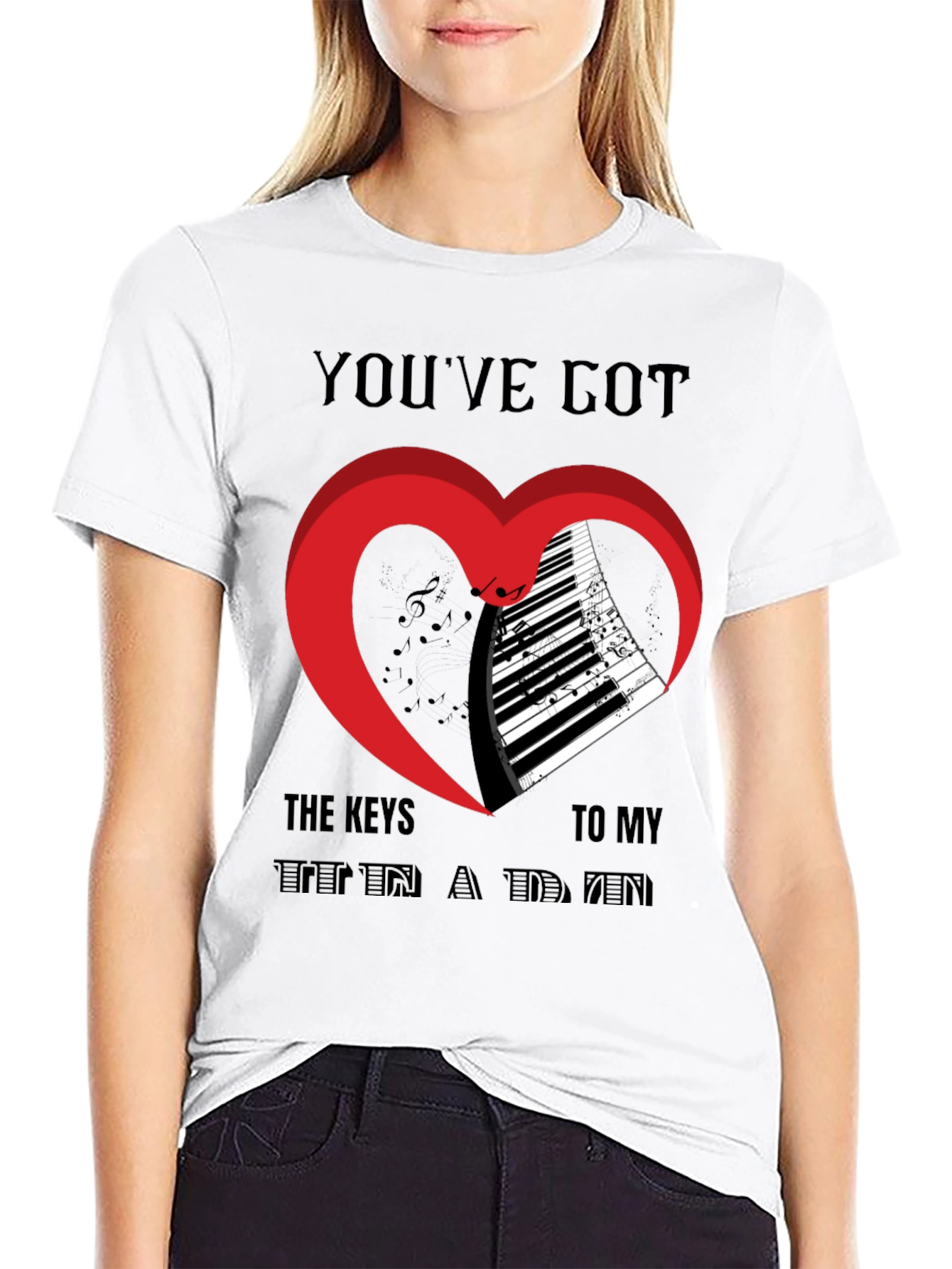 Piano Heart T-Shirt - Music Lover Tee