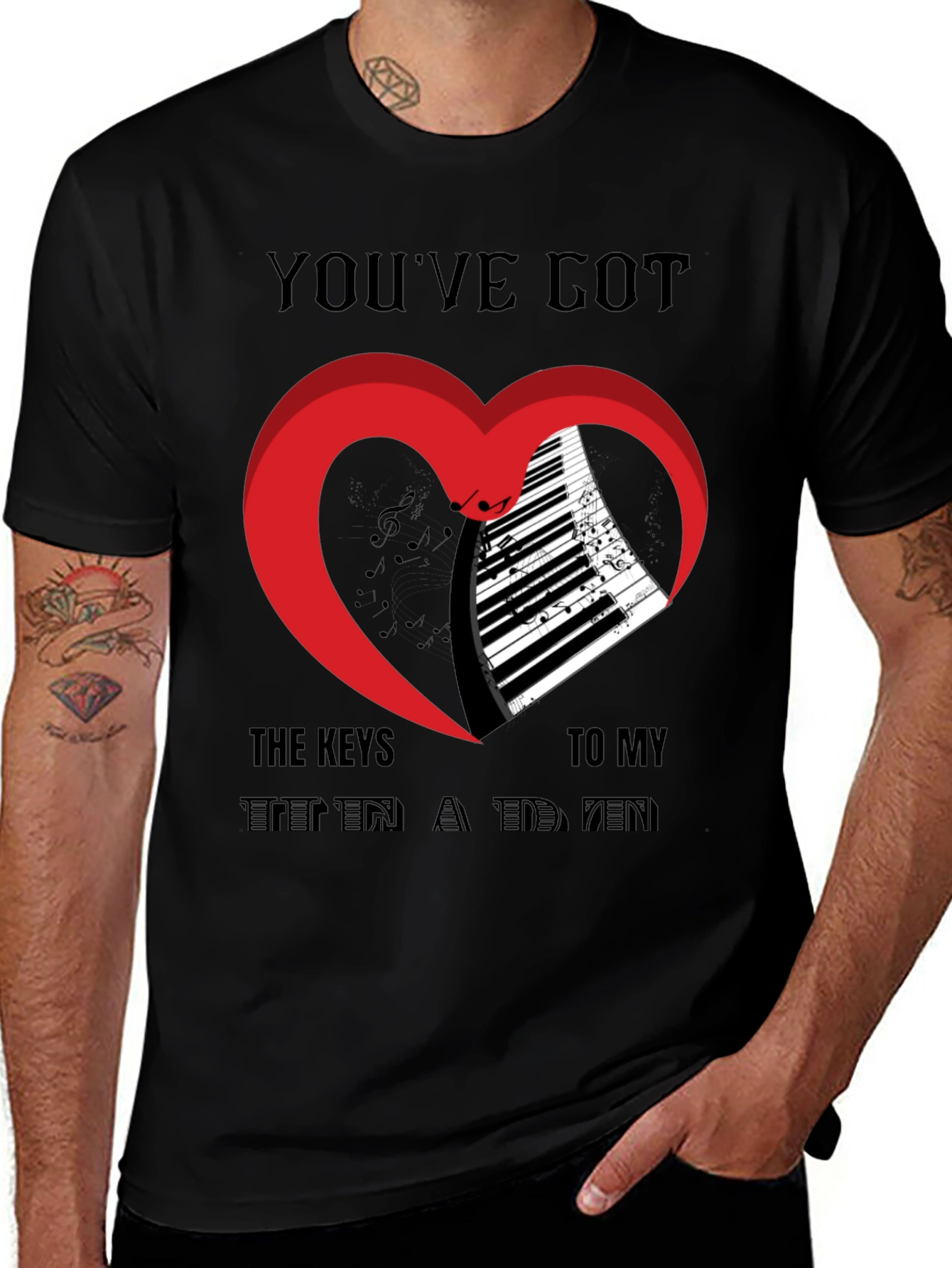 Piano Heart T-Shirt - Music Lover Tee