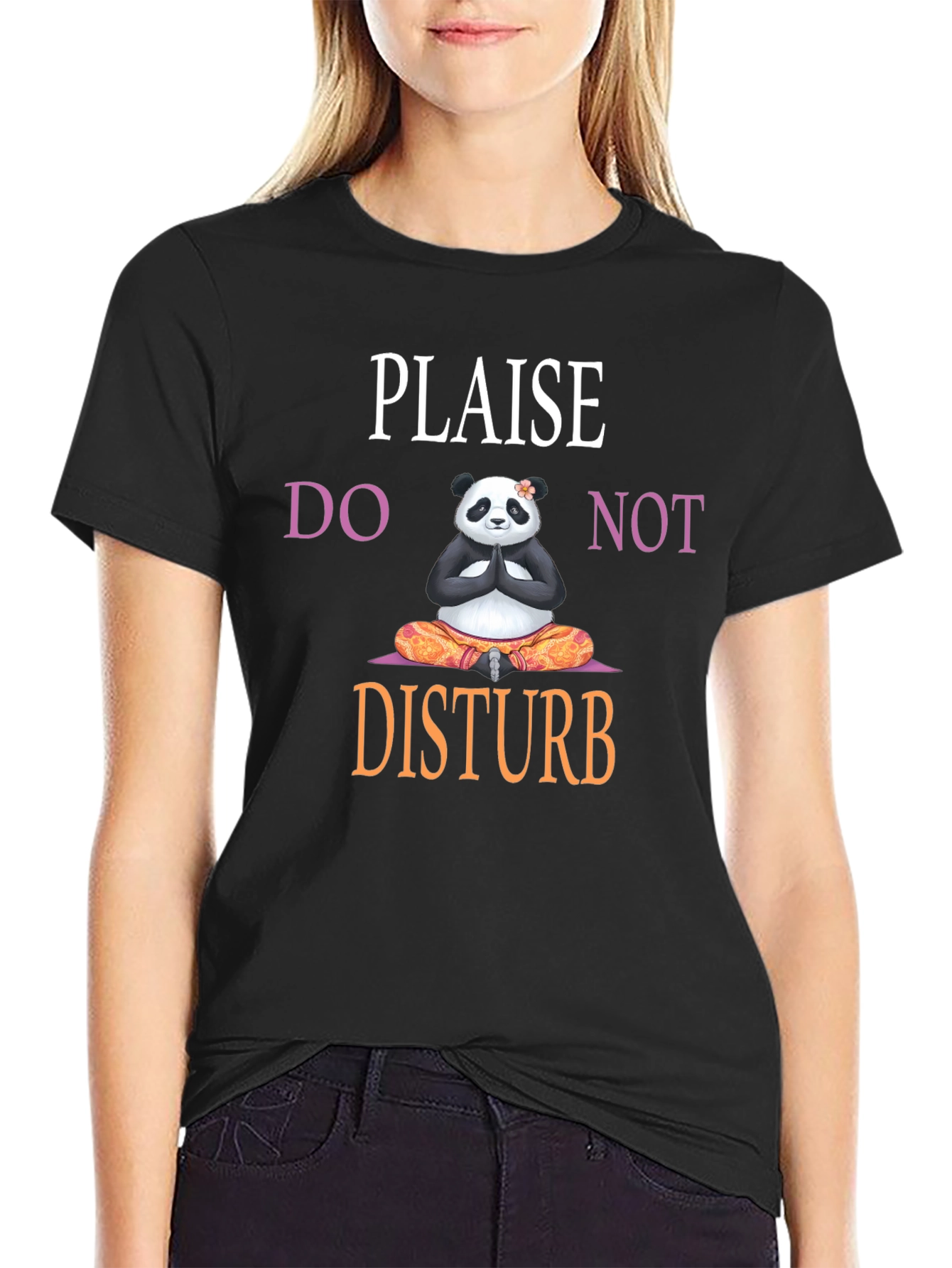 Plaise Do Not Disturb Panda Yoga T-Shirt