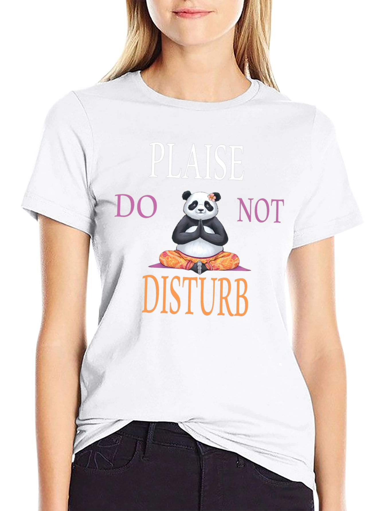 Plaise Do Not Disturb Panda Yoga T-Shirt