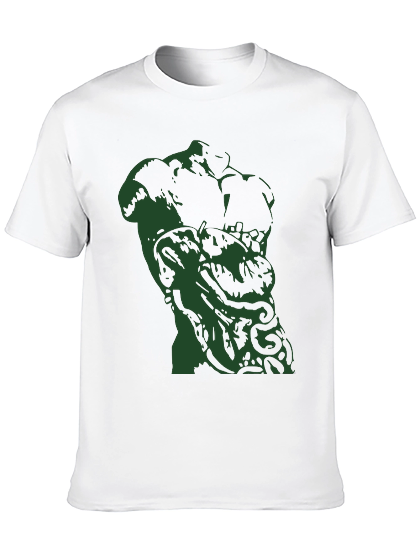 Abstract Green Sculpture Graphic Black T-Shirt