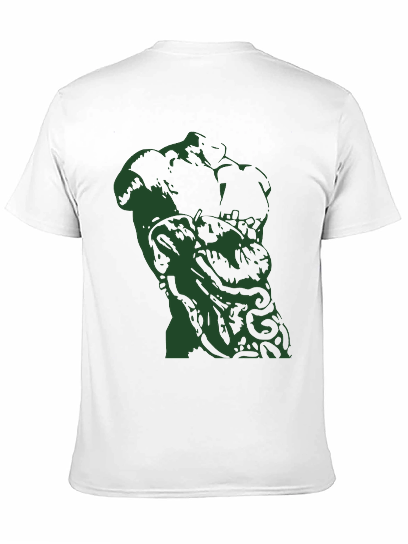 Abstract Green Sculpture Graphic Black T-Shirt