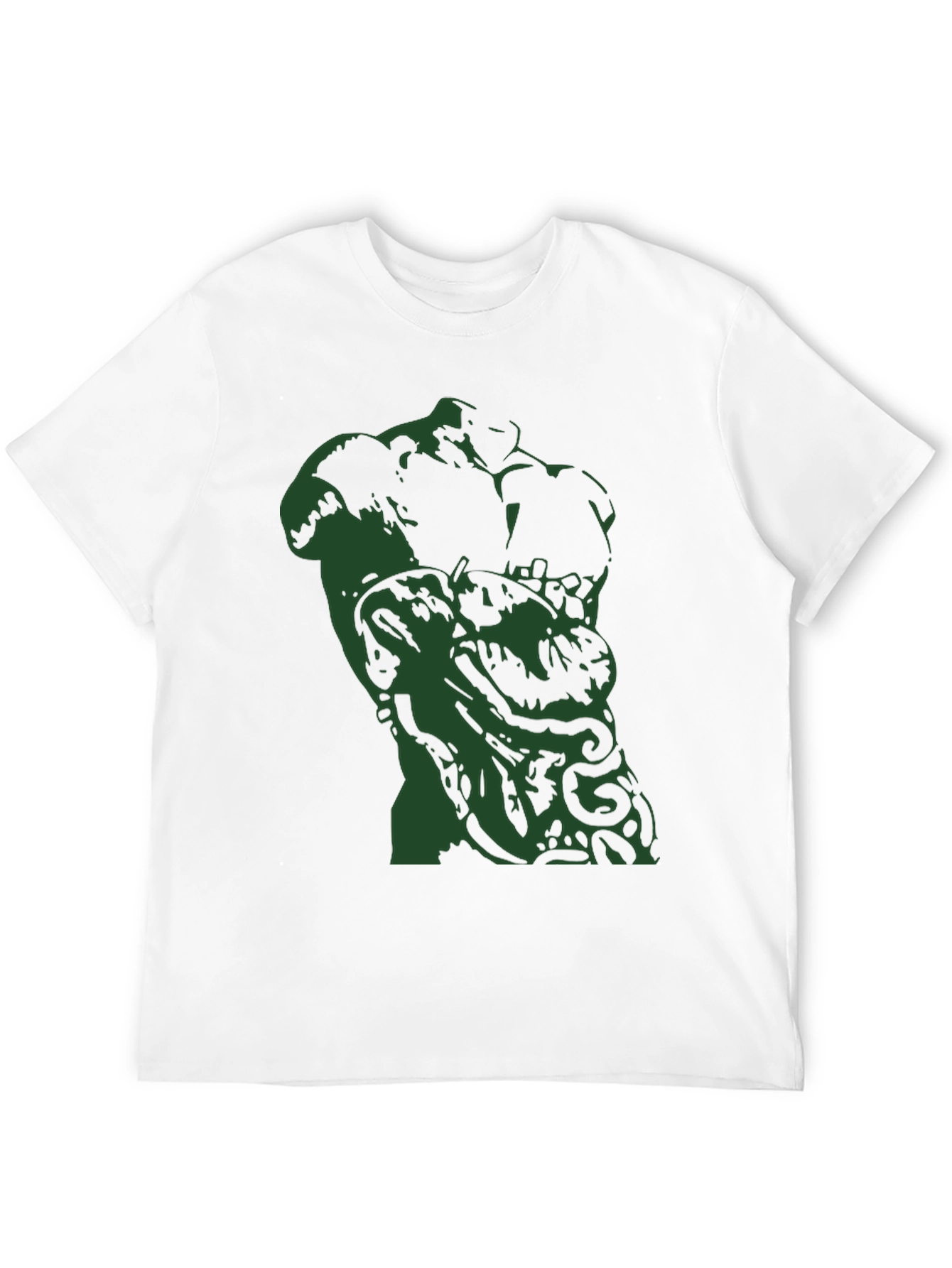 Abstract Green Sculpture Graphic Black T-Shirt