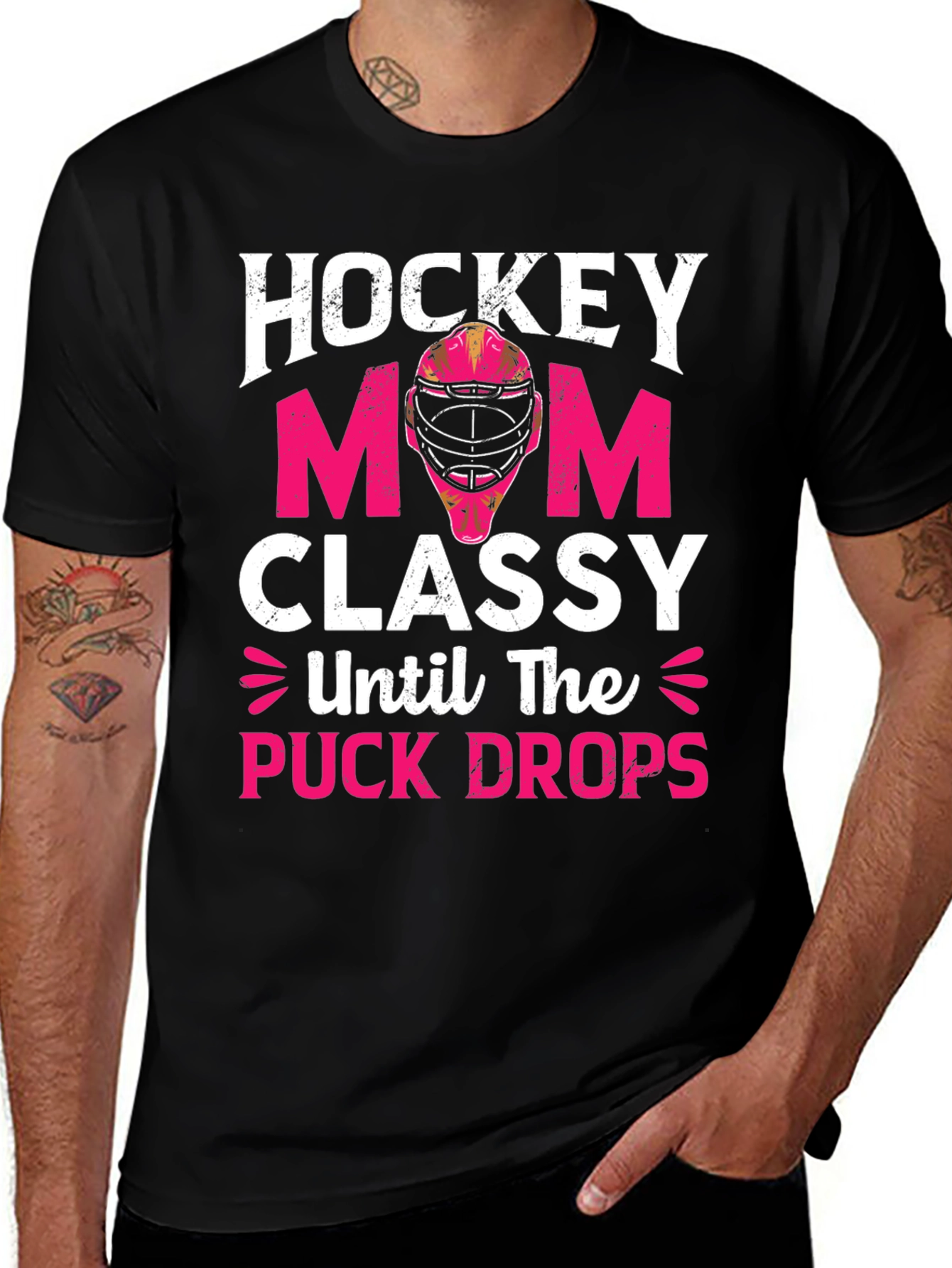 Hockey Mom T-Shirt - Classy Until the Puck Drops