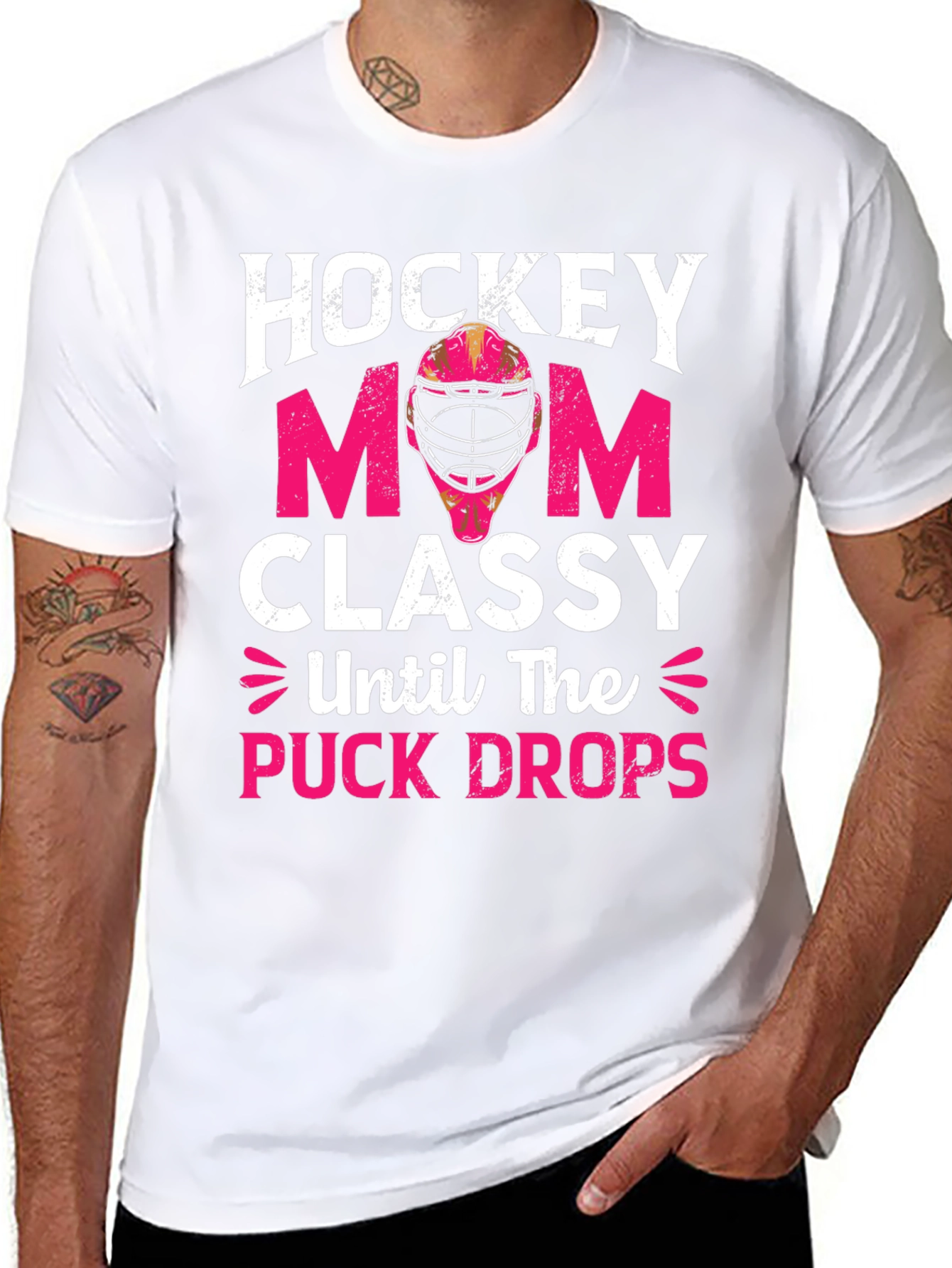 Hockey Mom T-Shirt - Classy Until the Puck Drops