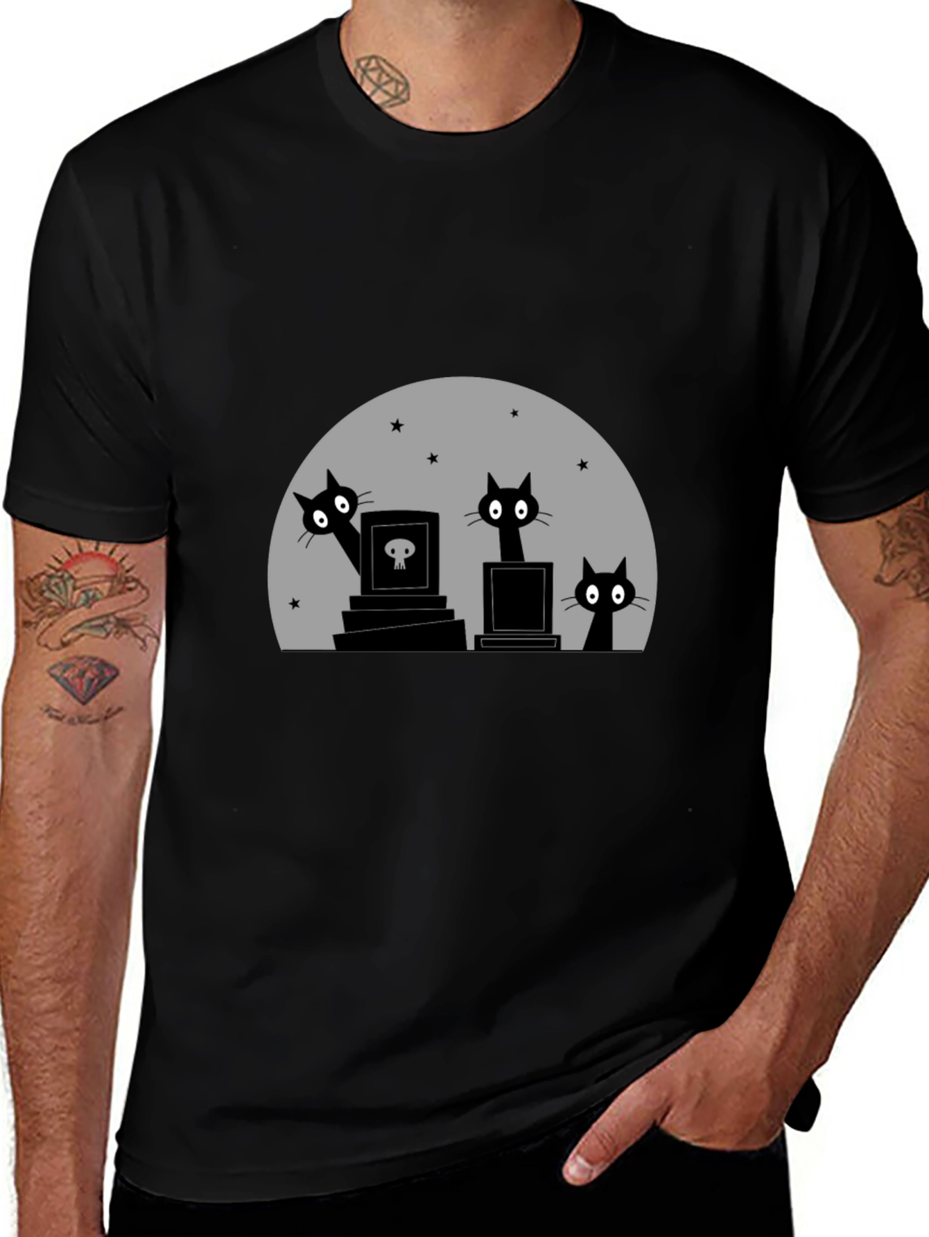 Halloween Cats on Graves T-Shirt