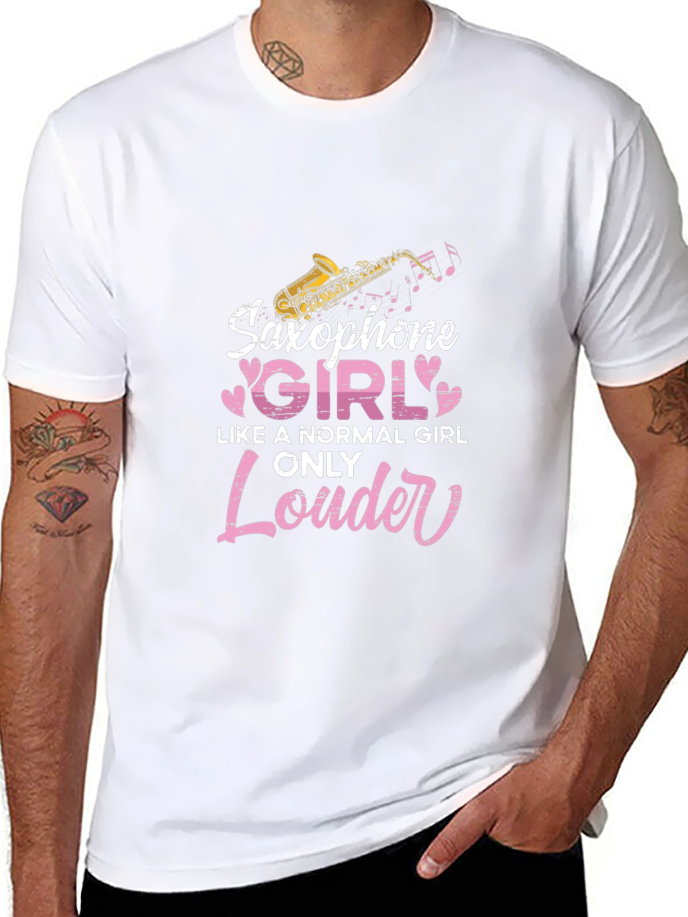 Saxophone Girl Only Louder Black T-Shirt