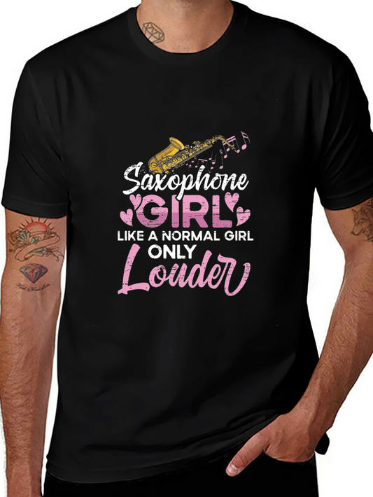 Saxophone Girl Only Louder Black T-Shirt