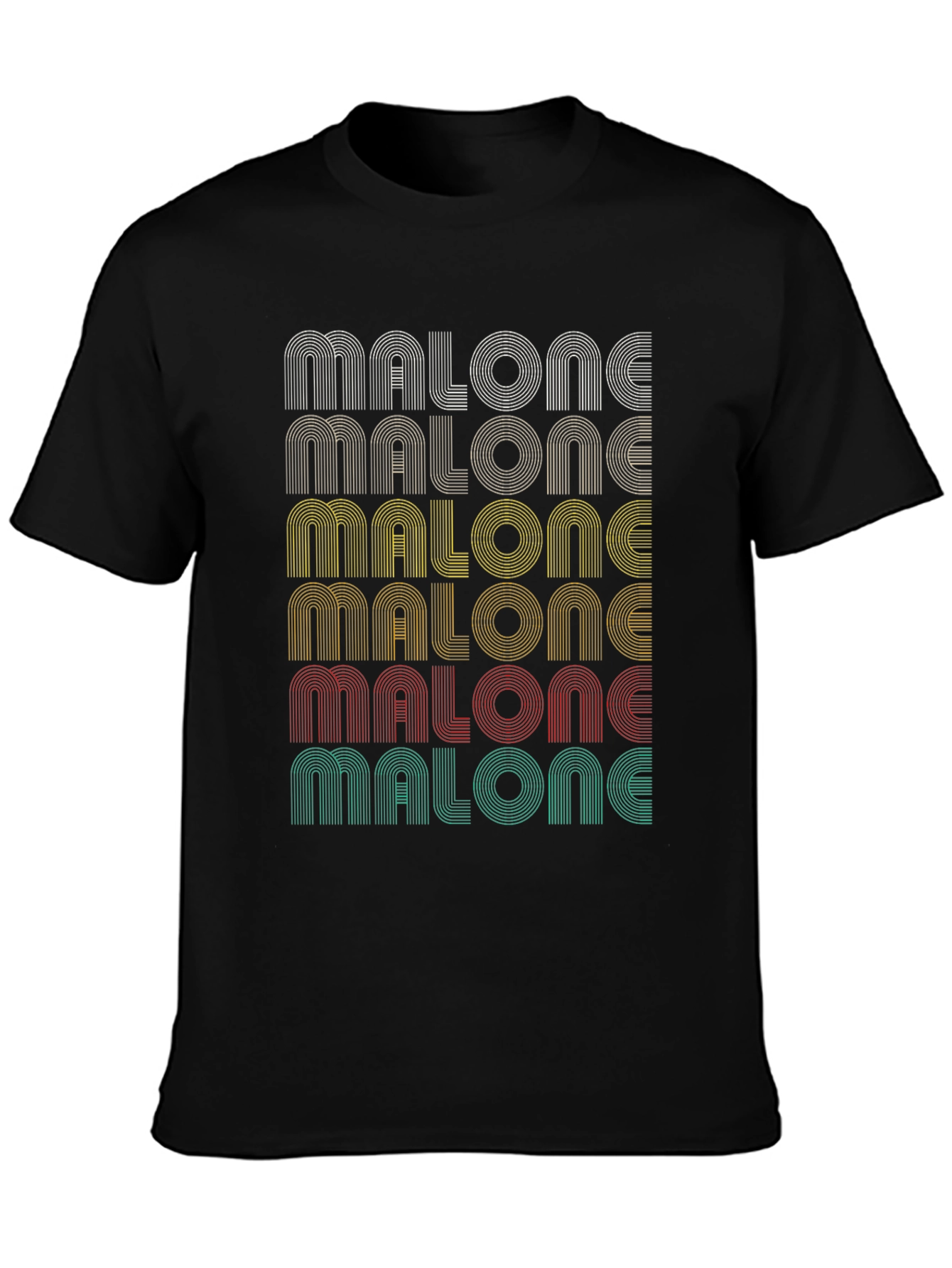Retro Malone T-Shirt - Striped Text Design