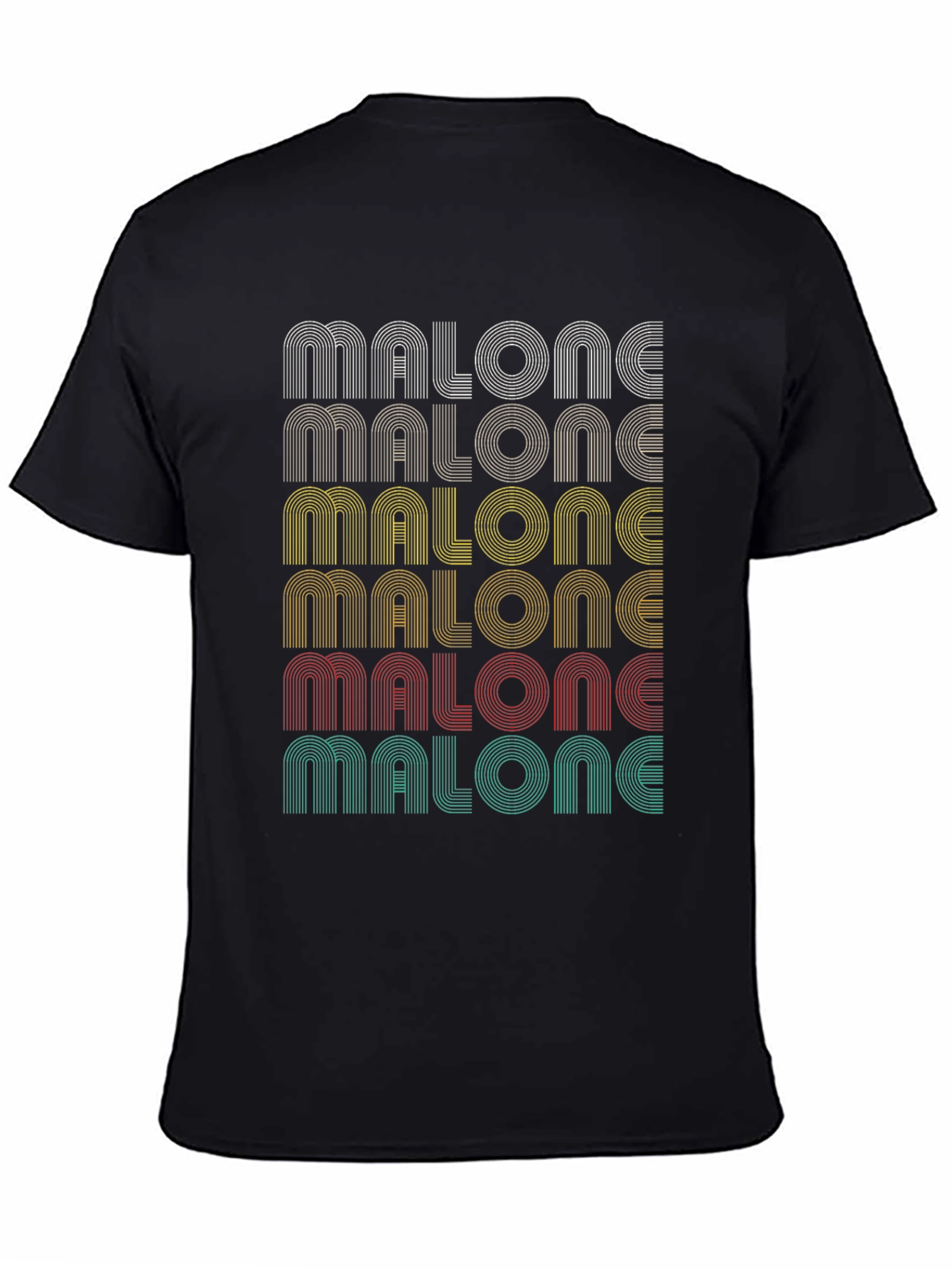 Retro Malone T-Shirt - Striped Text Design