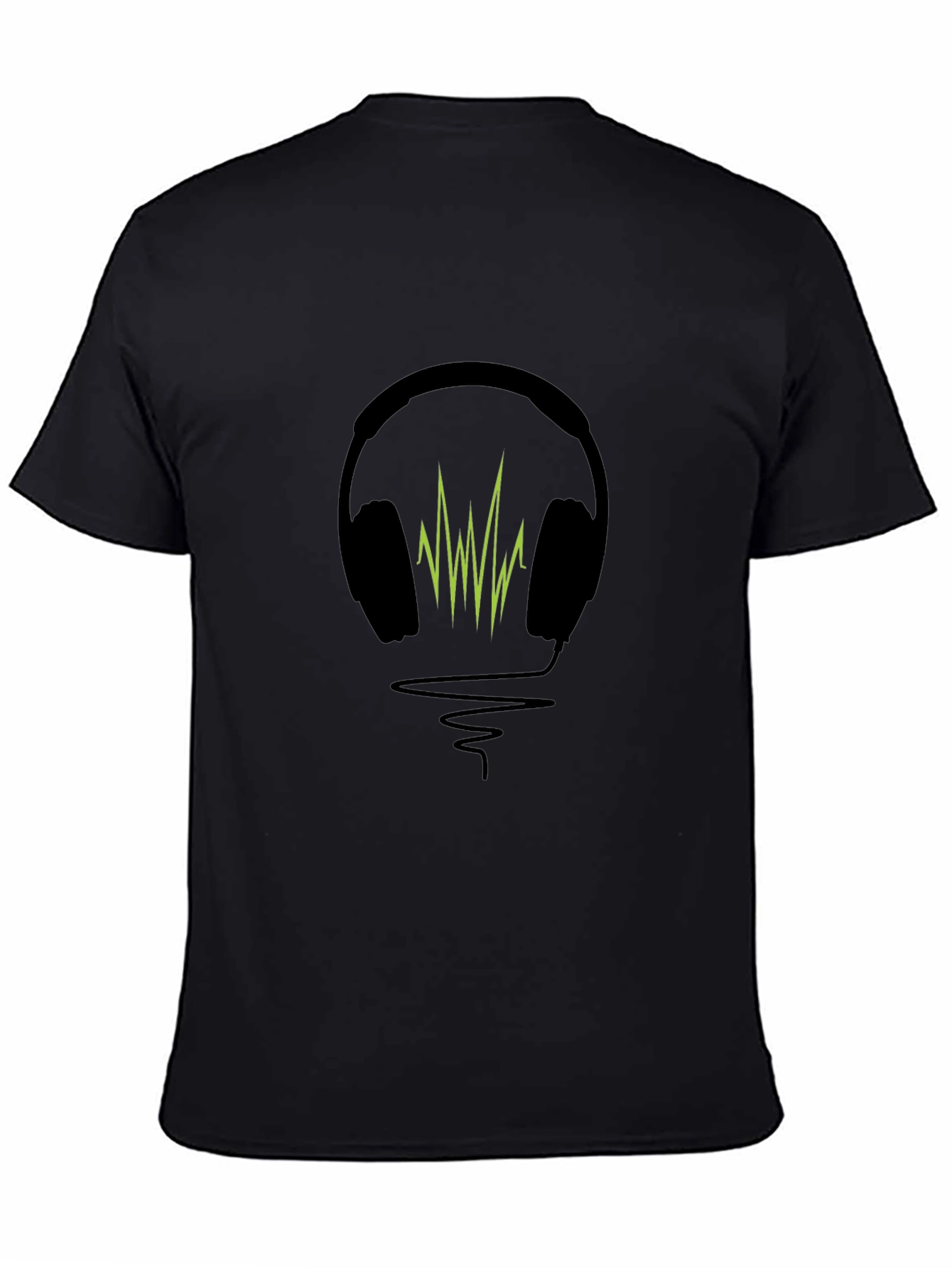 Headphone Soundwave Graphic Tee - Black Cotton T-Shirt