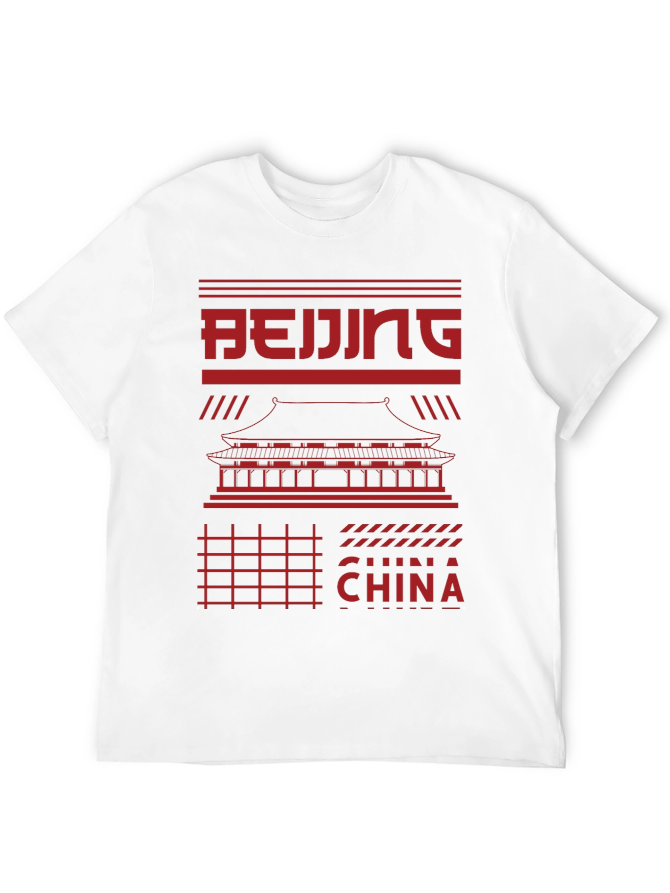 Beijing China Graphic Tee - Red Print on Black