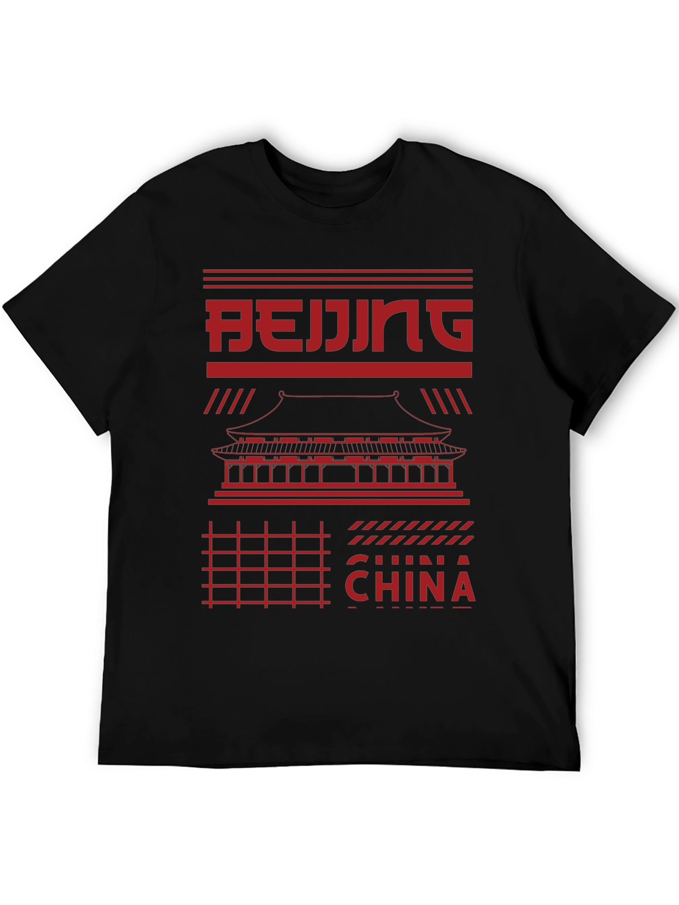 Beijing China Graphic Tee - Red Print on Black