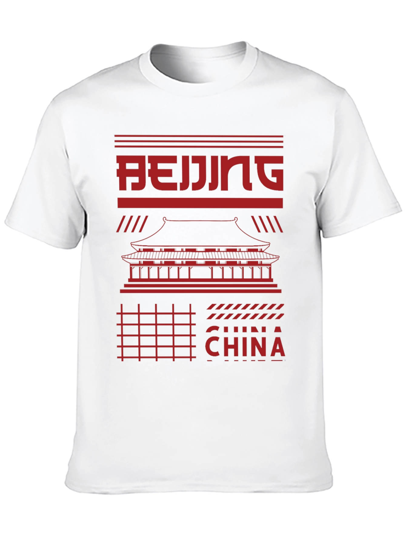 Beijing China Graphic Tee - Red Print on Black