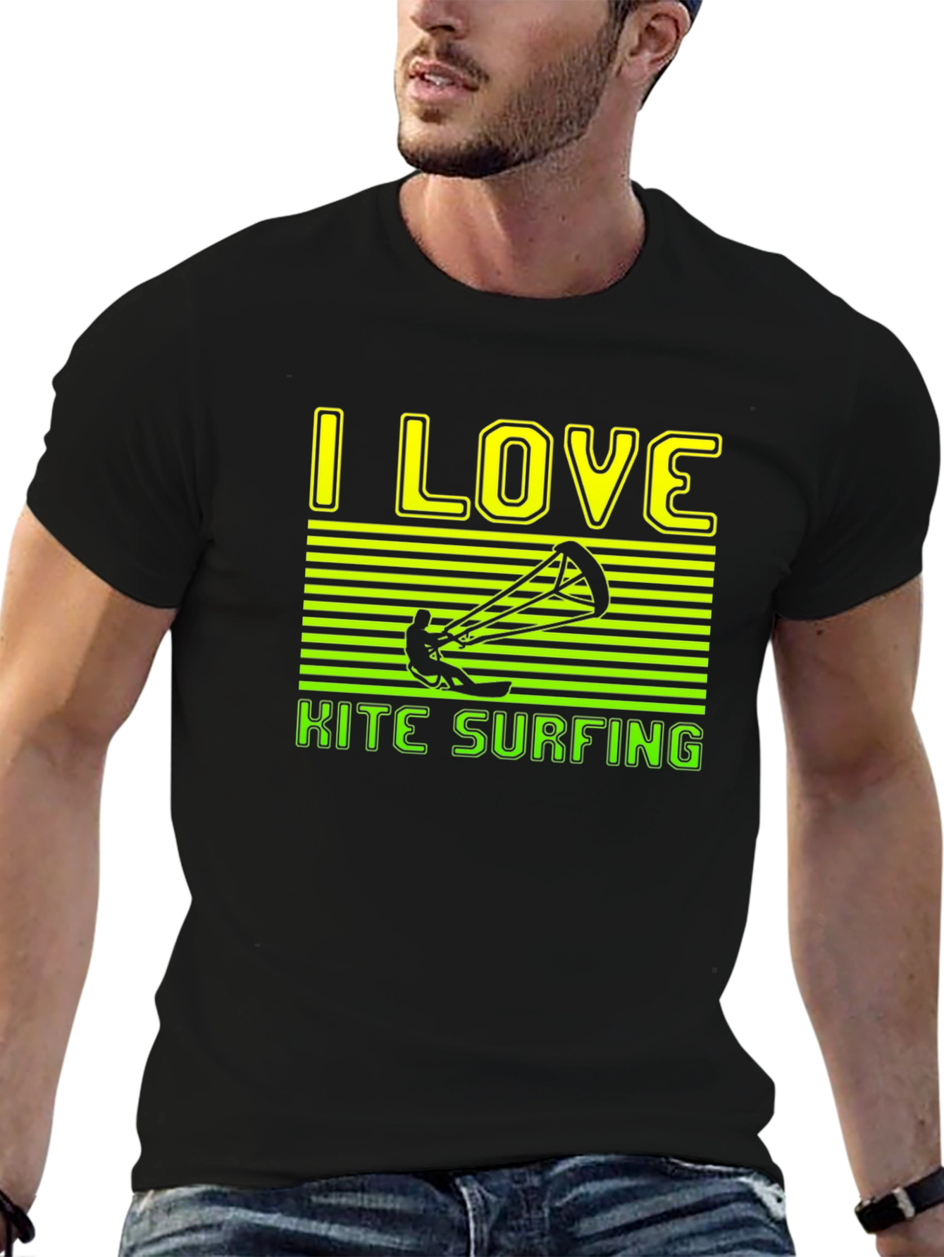 I Love Kitesurfing Black T-Shirt