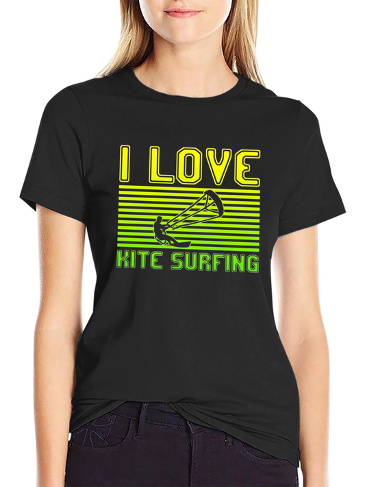 I Love Kitesurfing Black T-Shirt