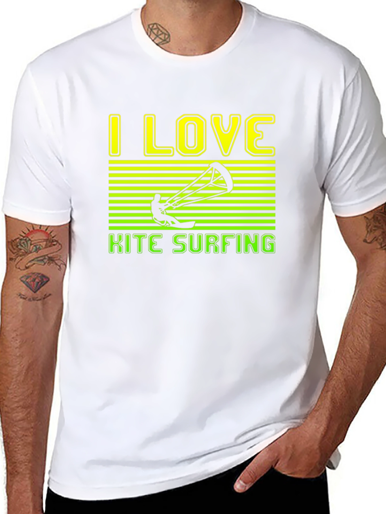 I Love Kitesurfing Black T-Shirt
