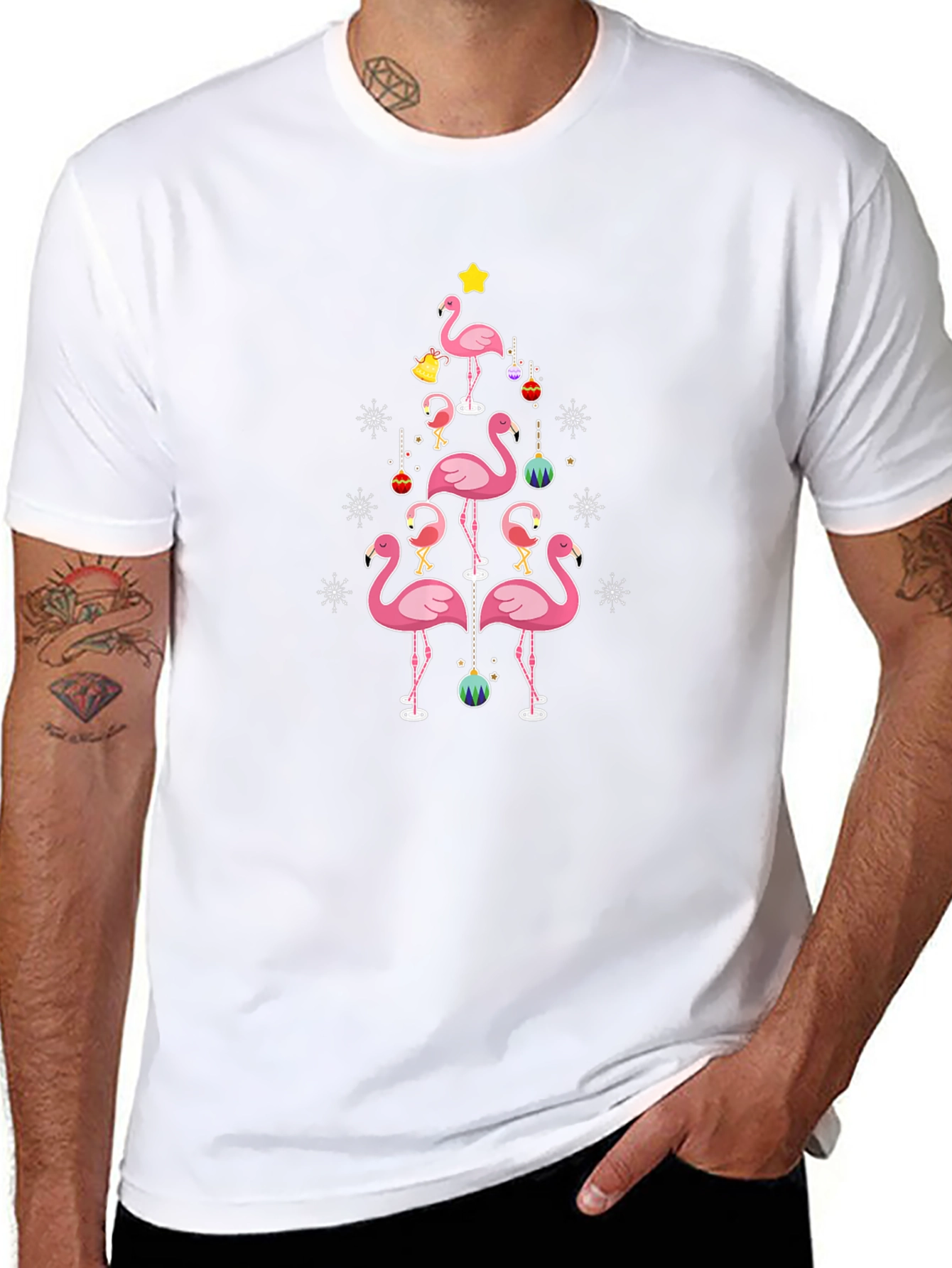 Festive Flamingo Christmas Tree T-Shirt
