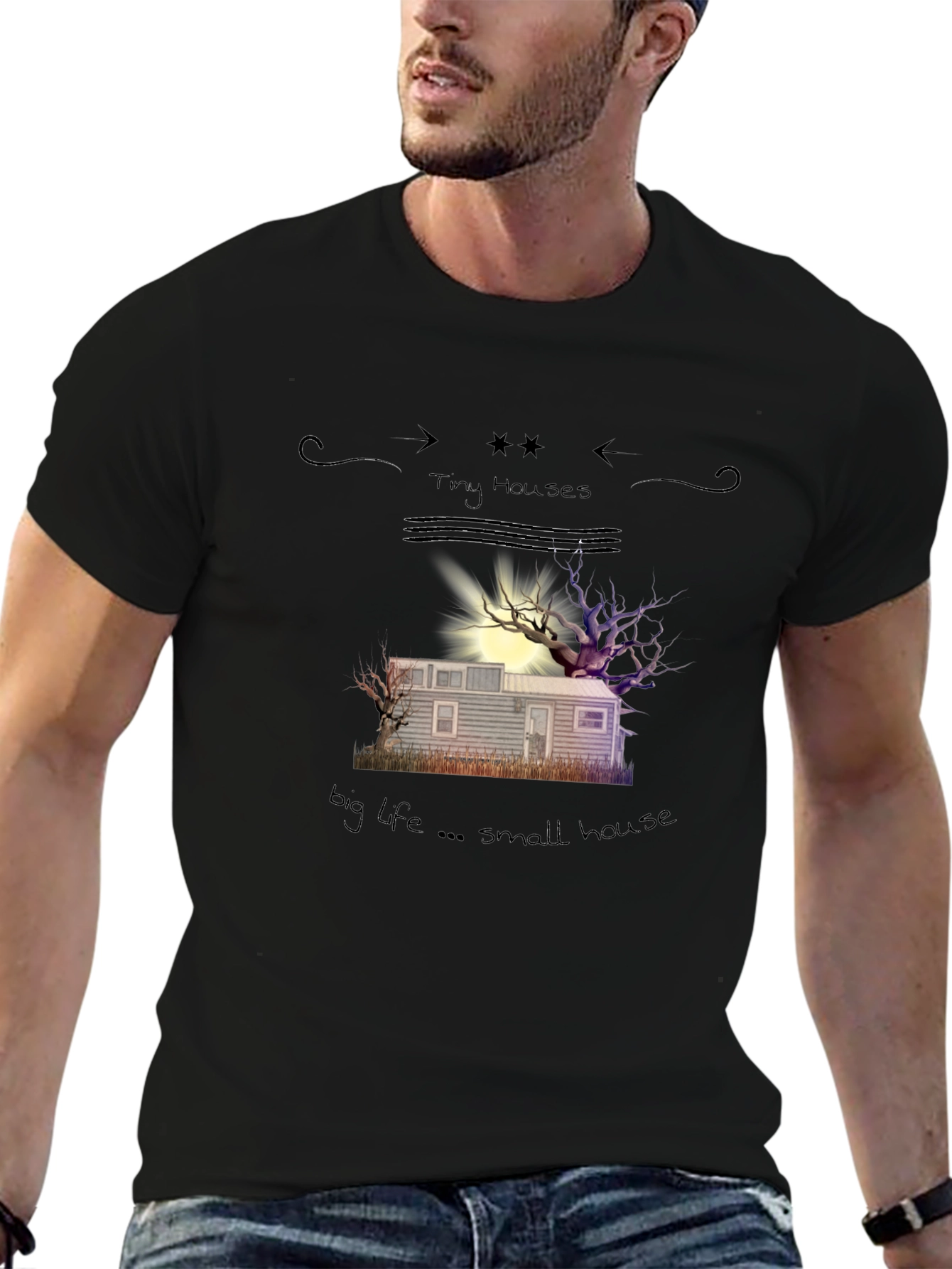 Tiny House Graphic Tee - Black