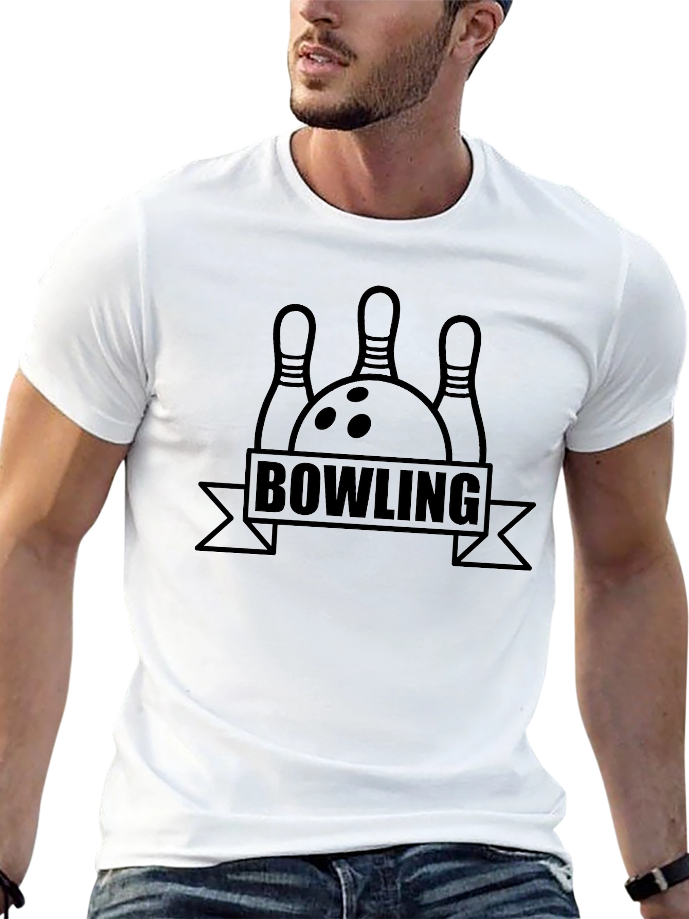 Bowling Pins & Ball Graphic Tee - Black