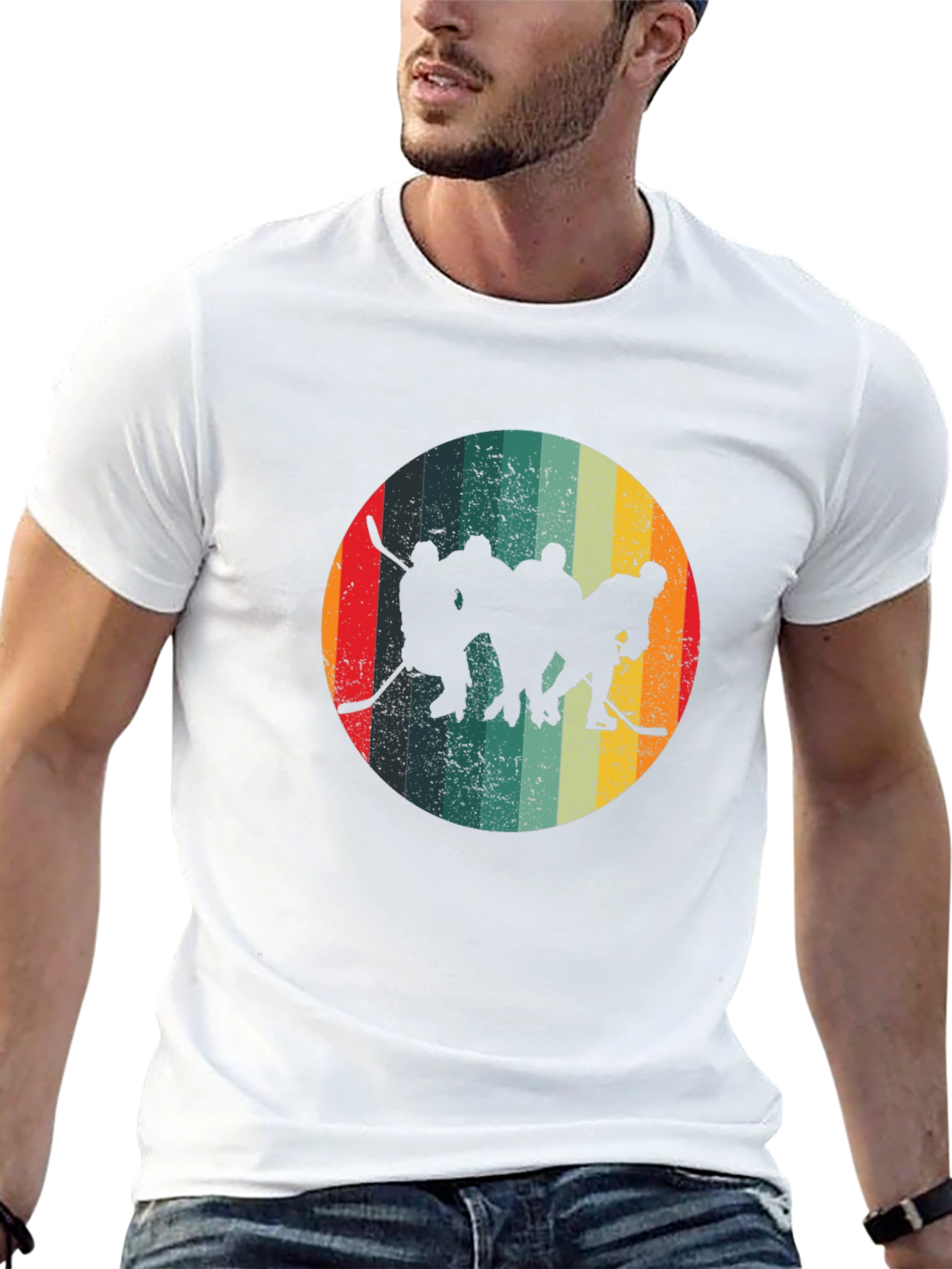 Retro Hockey Player Graphic Tee