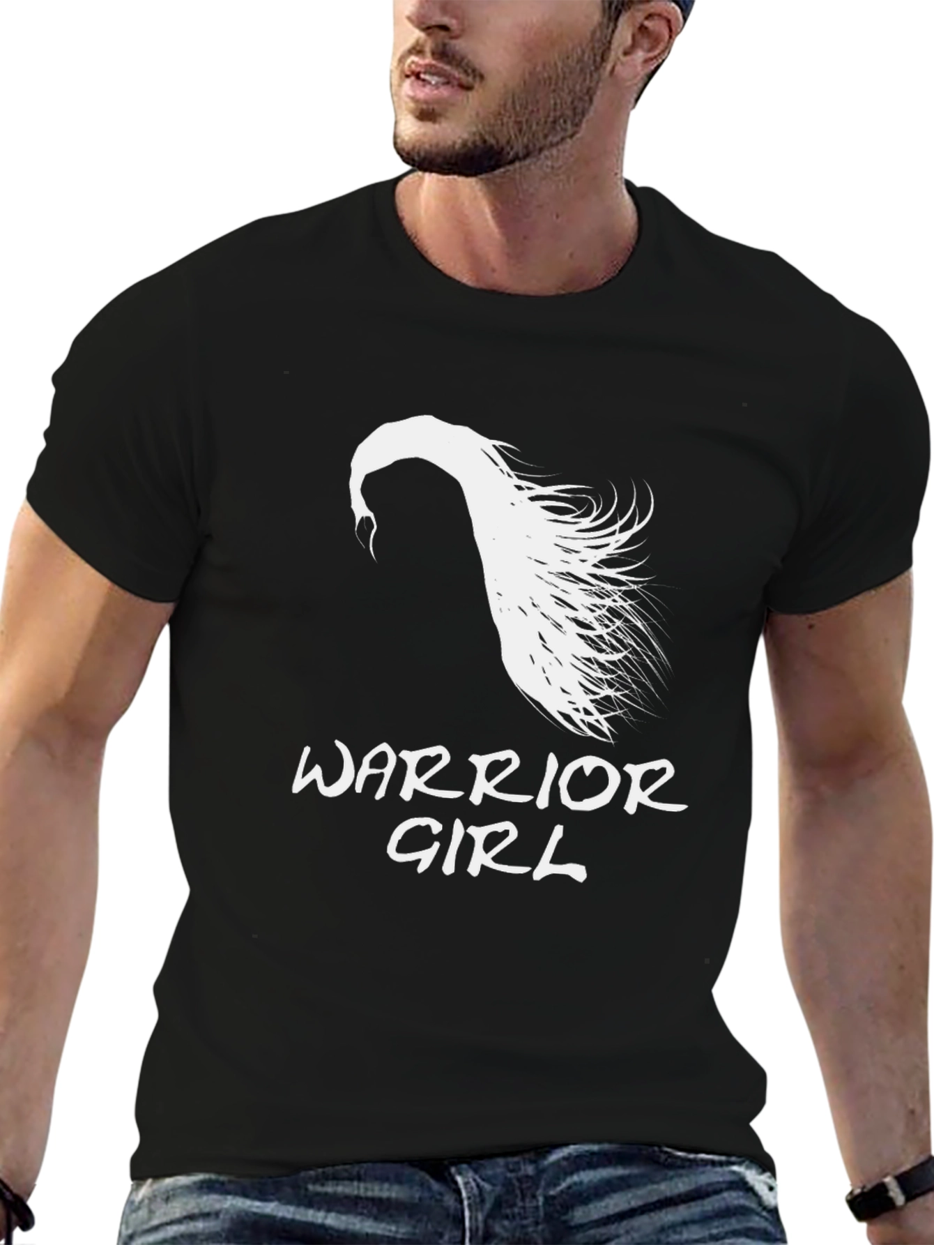 Warrior Girl Graphic T-Shirt - Black Cotton Tee