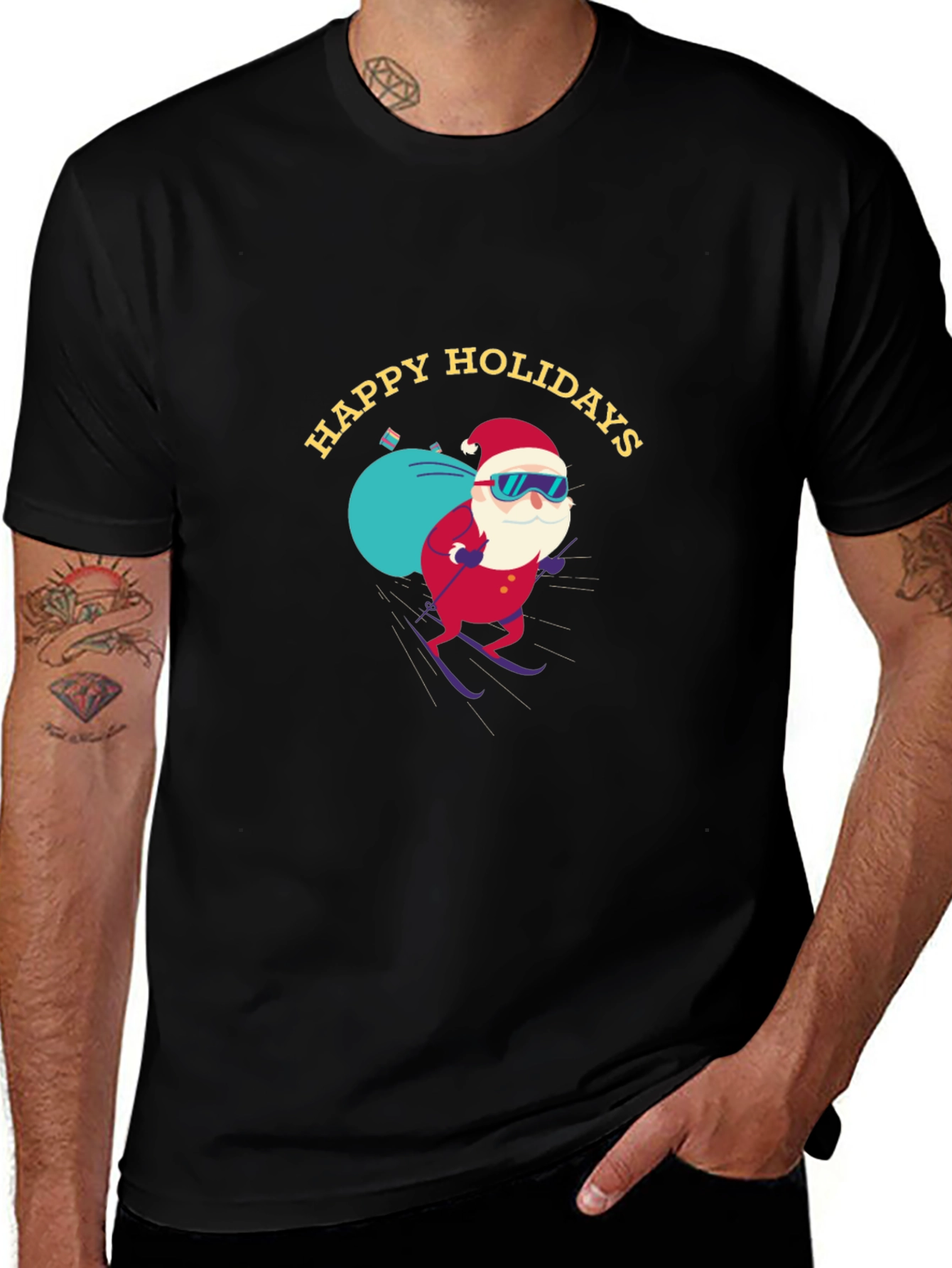 Happy Holidays Santa Skiing T-Shirt