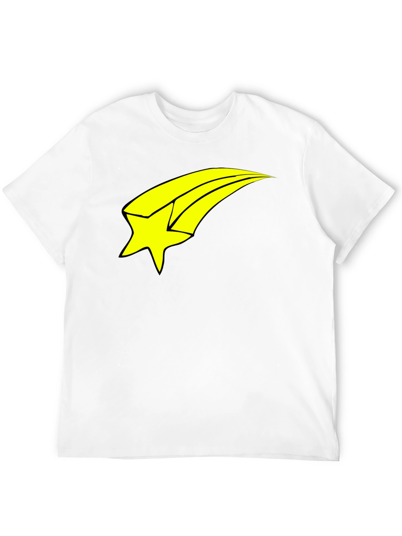 Mens Black T-Shirt with Yellow Shooting Star Graphic