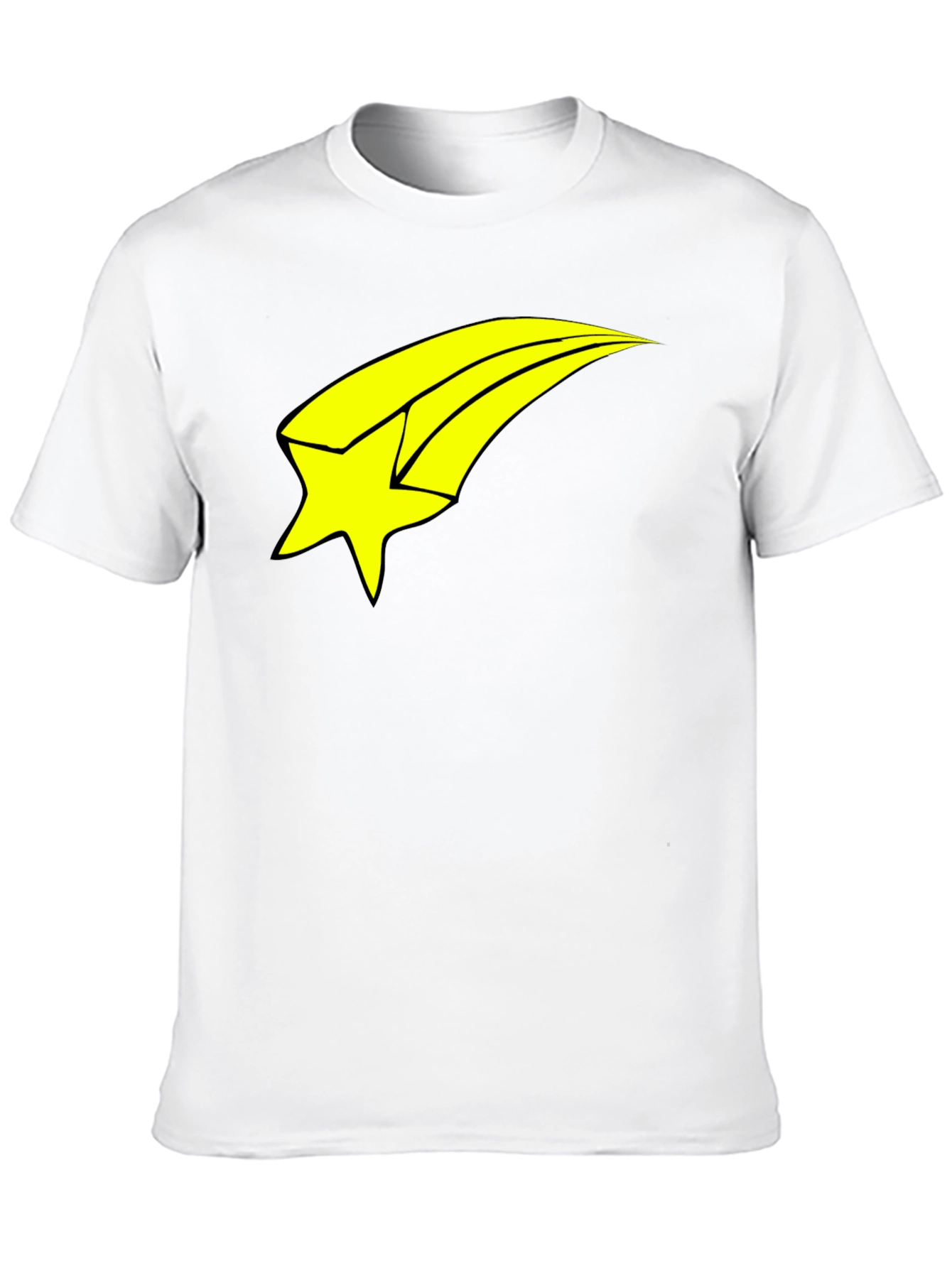 Mens Black T-Shirt with Yellow Shooting Star Graphic