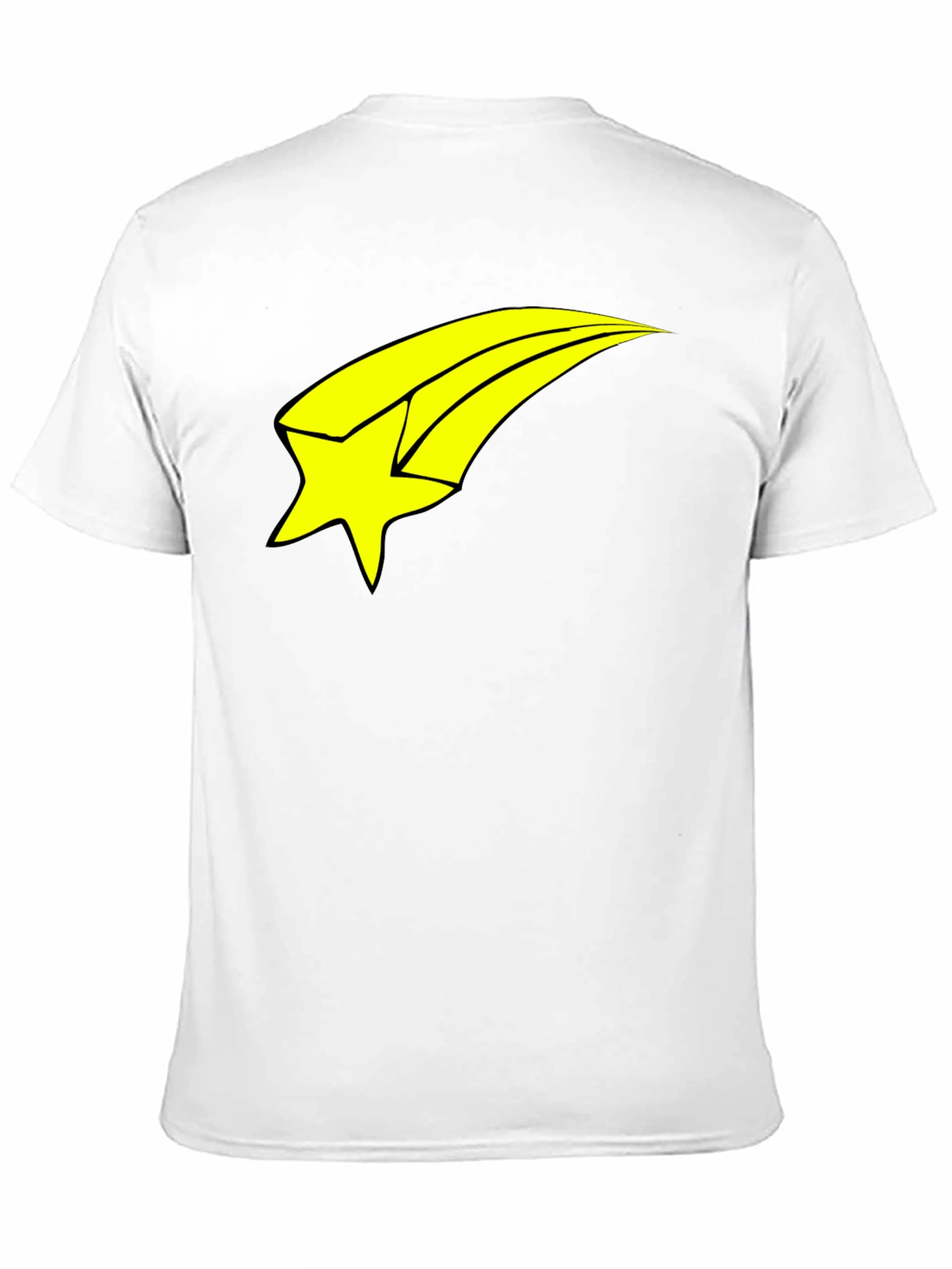 Mens Black T-Shirt with Yellow Shooting Star Graphic
