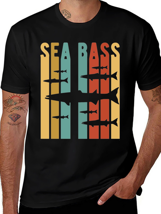 Retro Sea Bass Fishing T-Shirt - Vintage Style