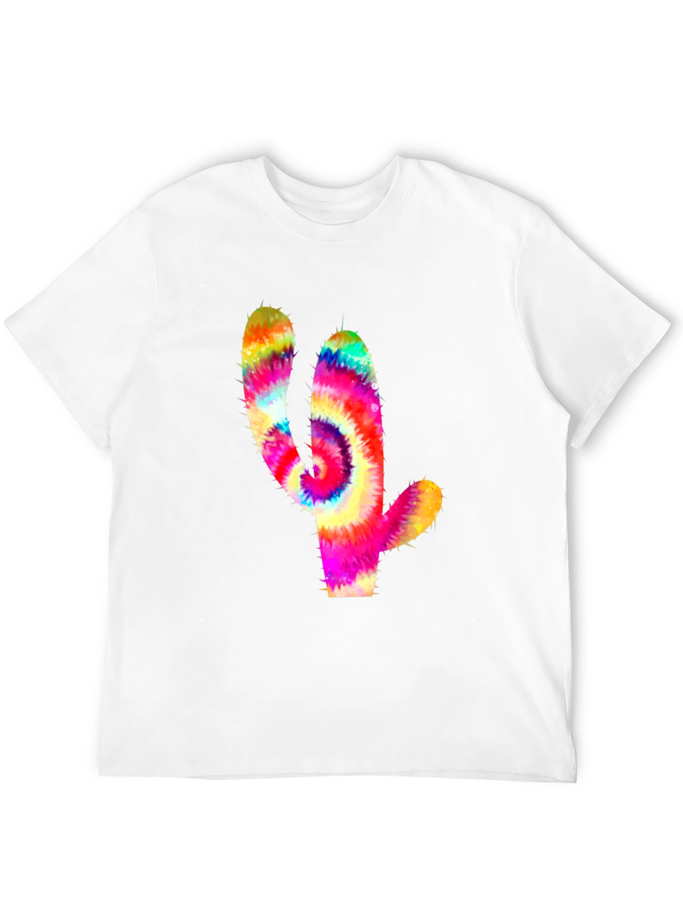 Tie-Dye Cactus Graphic Tee - Mens Black T-Shirt