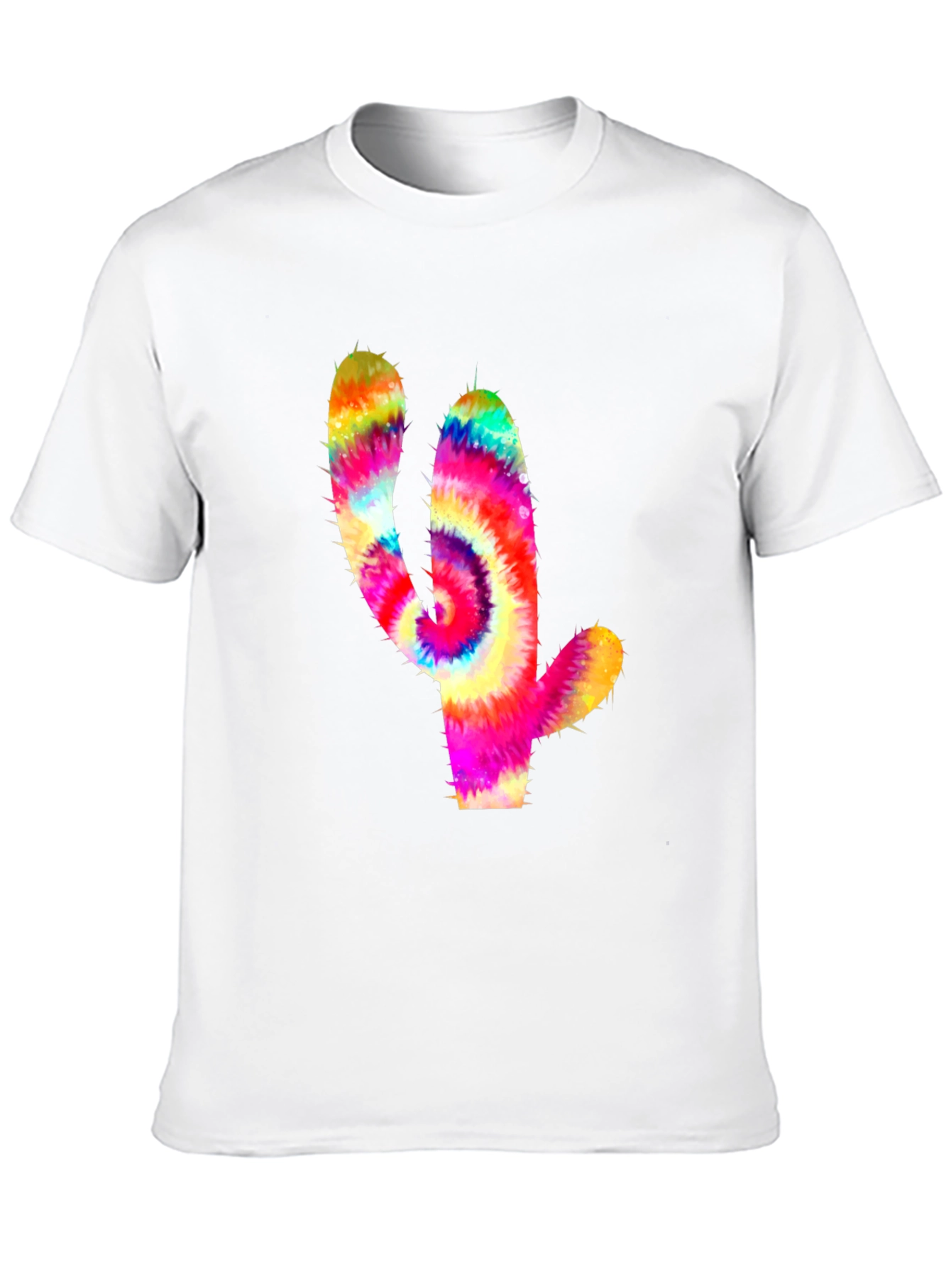Tie-Dye Cactus Graphic Tee - Mens Black T-Shirt