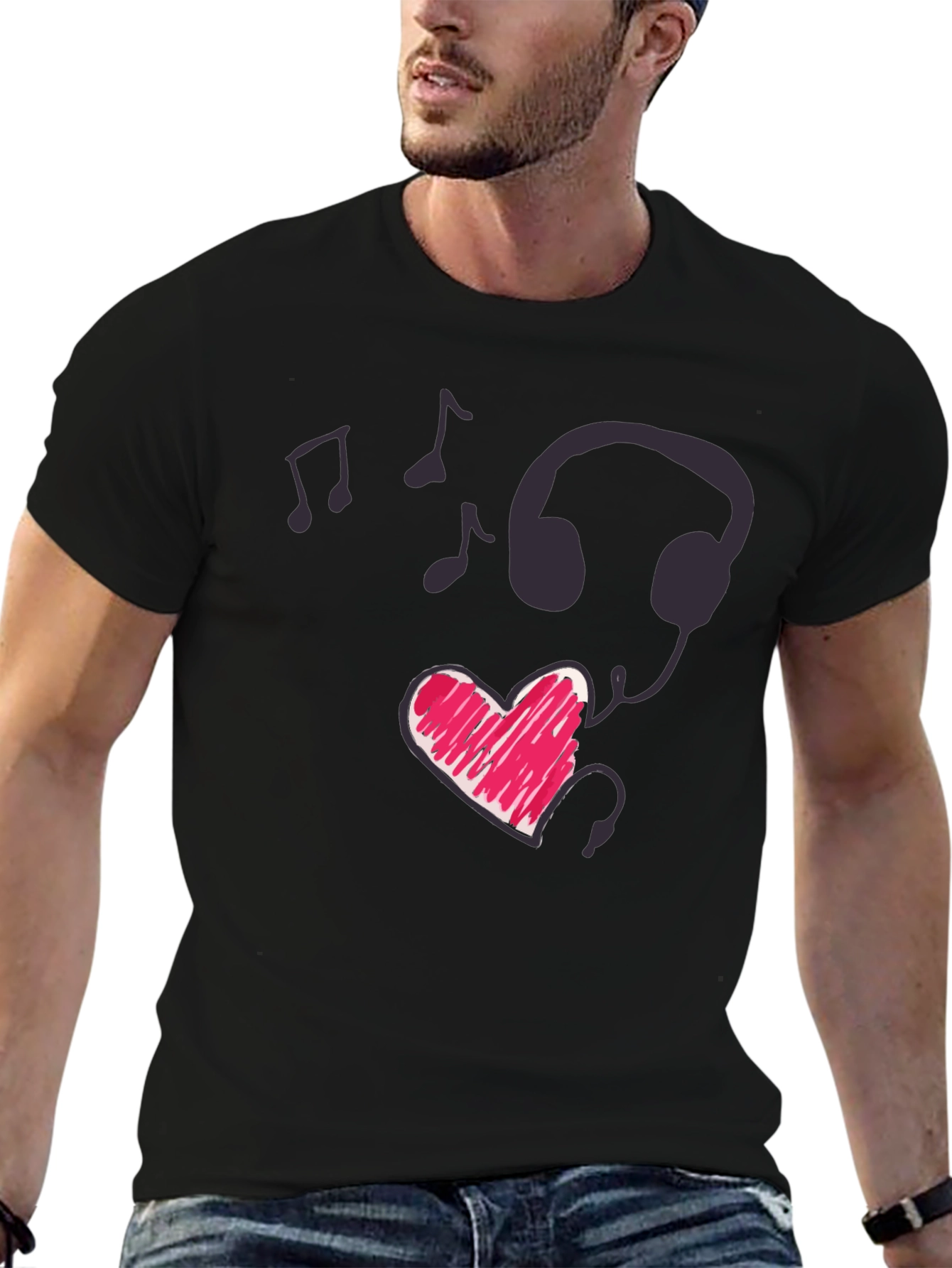 Music Lovers Tee: Heartbeat Headphones