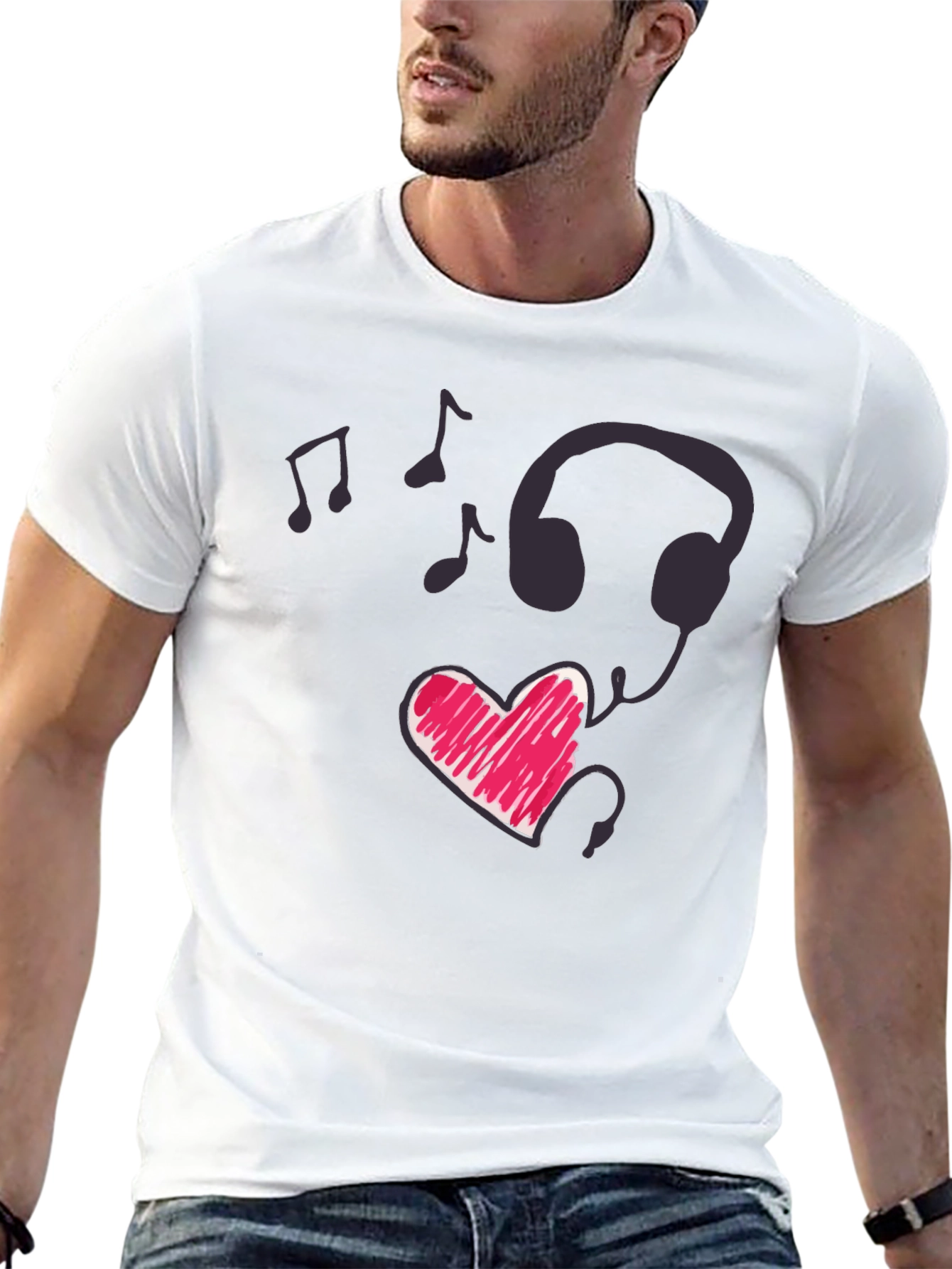Music Lovers Tee: Heartbeat Headphones