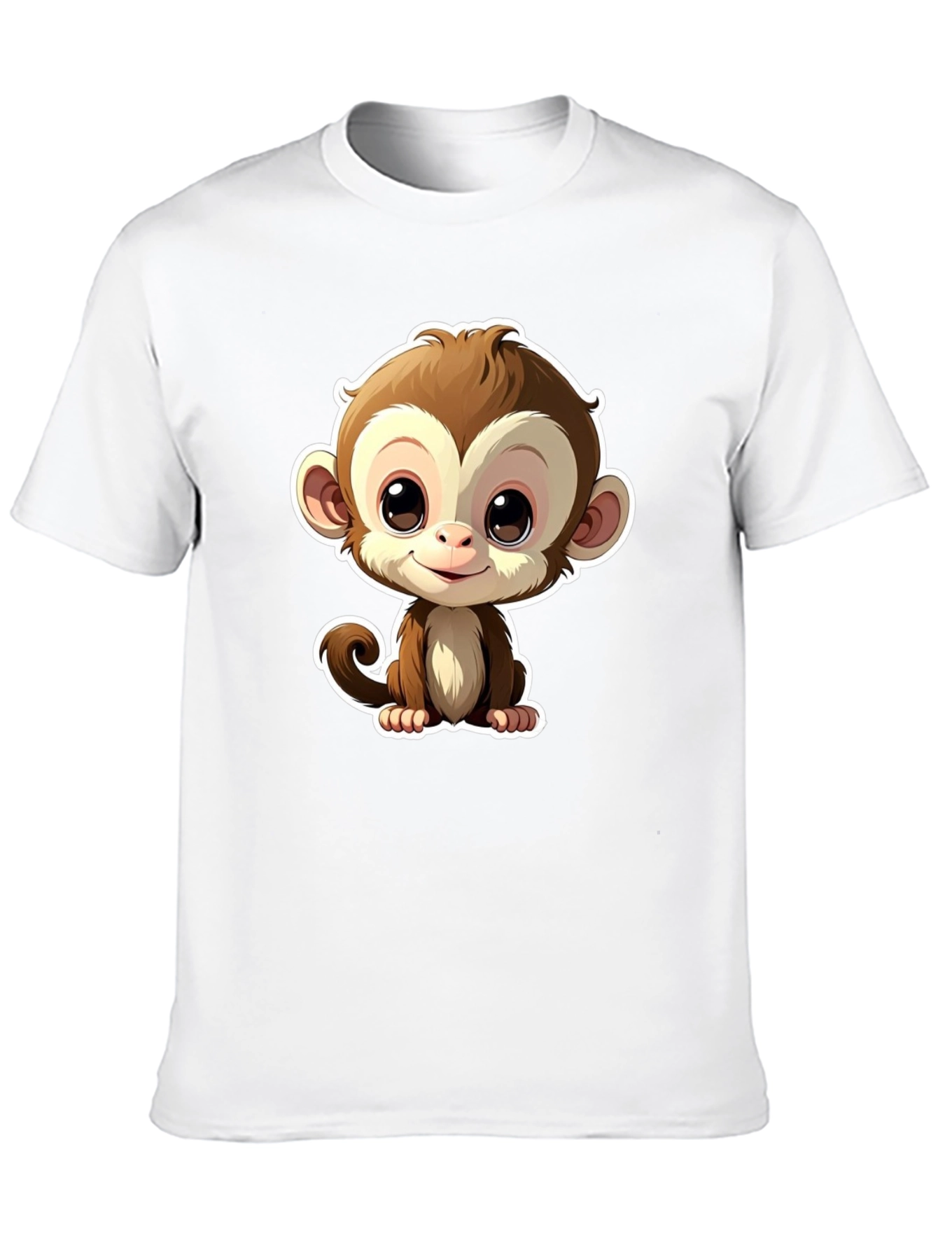 Cute Monkey Graphic Tee - Black Casual T-Shirt