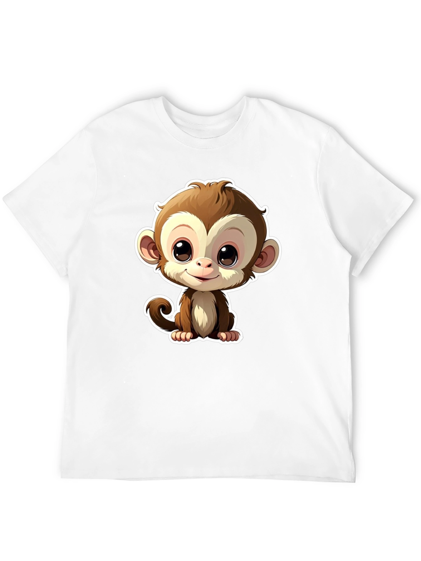 Cute Monkey Graphic Tee - Black Casual T-Shirt