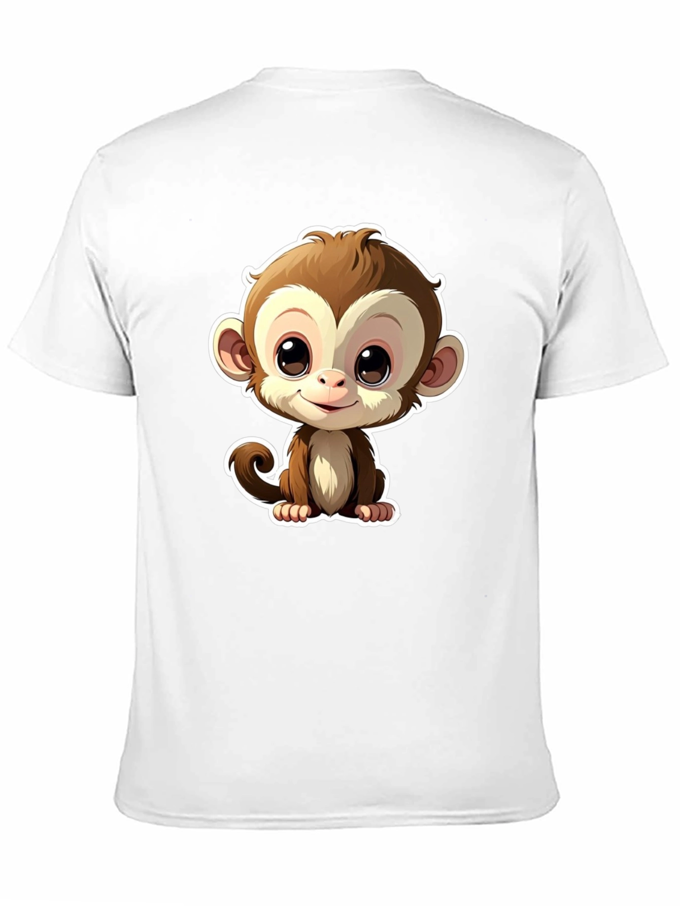 Cute Monkey Graphic Tee - Black Casual T-Shirt