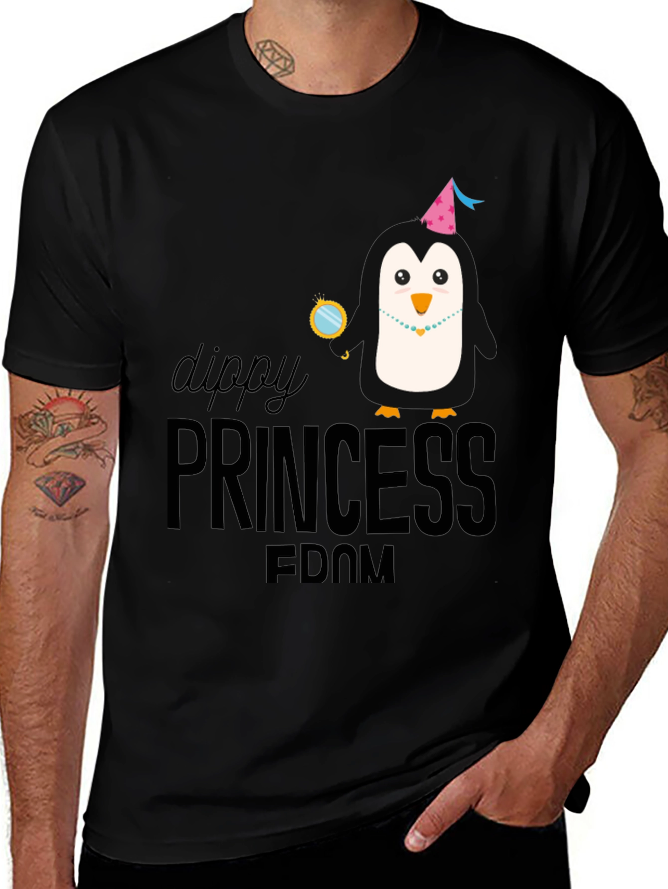 Dippy Princess Penguin Black Graphic Tee