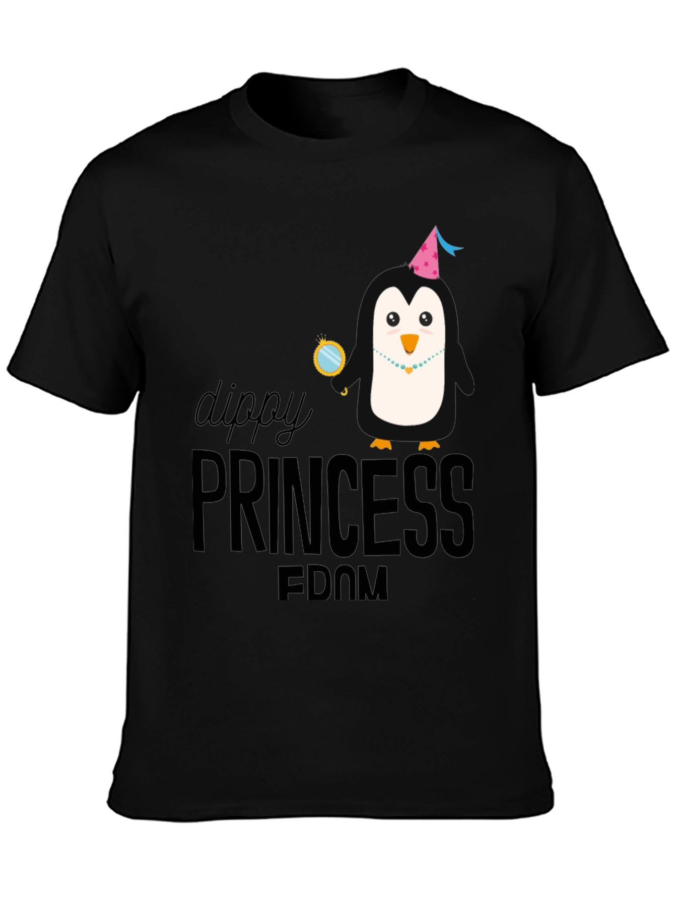 Dippy Princess Penguin Black Graphic Tee