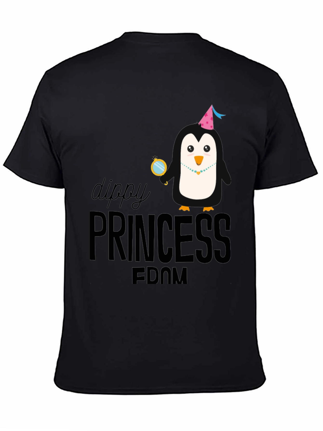 Dippy Princess Penguin Black Graphic Tee
